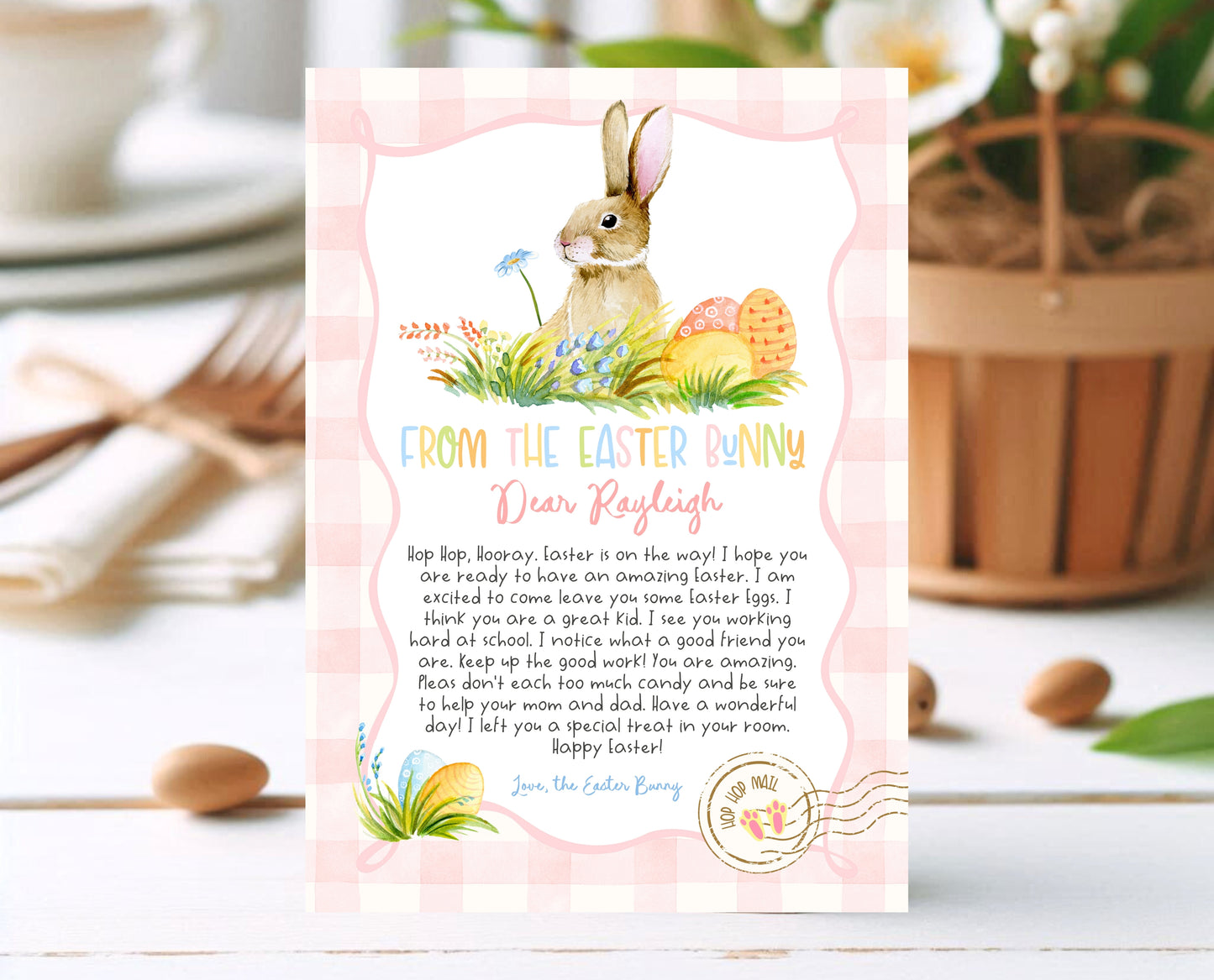 Editable Easter Bunny Easter Basket Letter, Personalized Letter From The Easter Bunny, Easter Bunny Morning Letter, Instant Download, EPC13