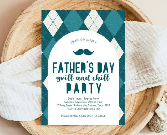 Editable Father's Day Invitation, Printable Minimalist Fathers Day Invitation, Fathers Day BBQ Invite, Father's Day Invite, Instant Download