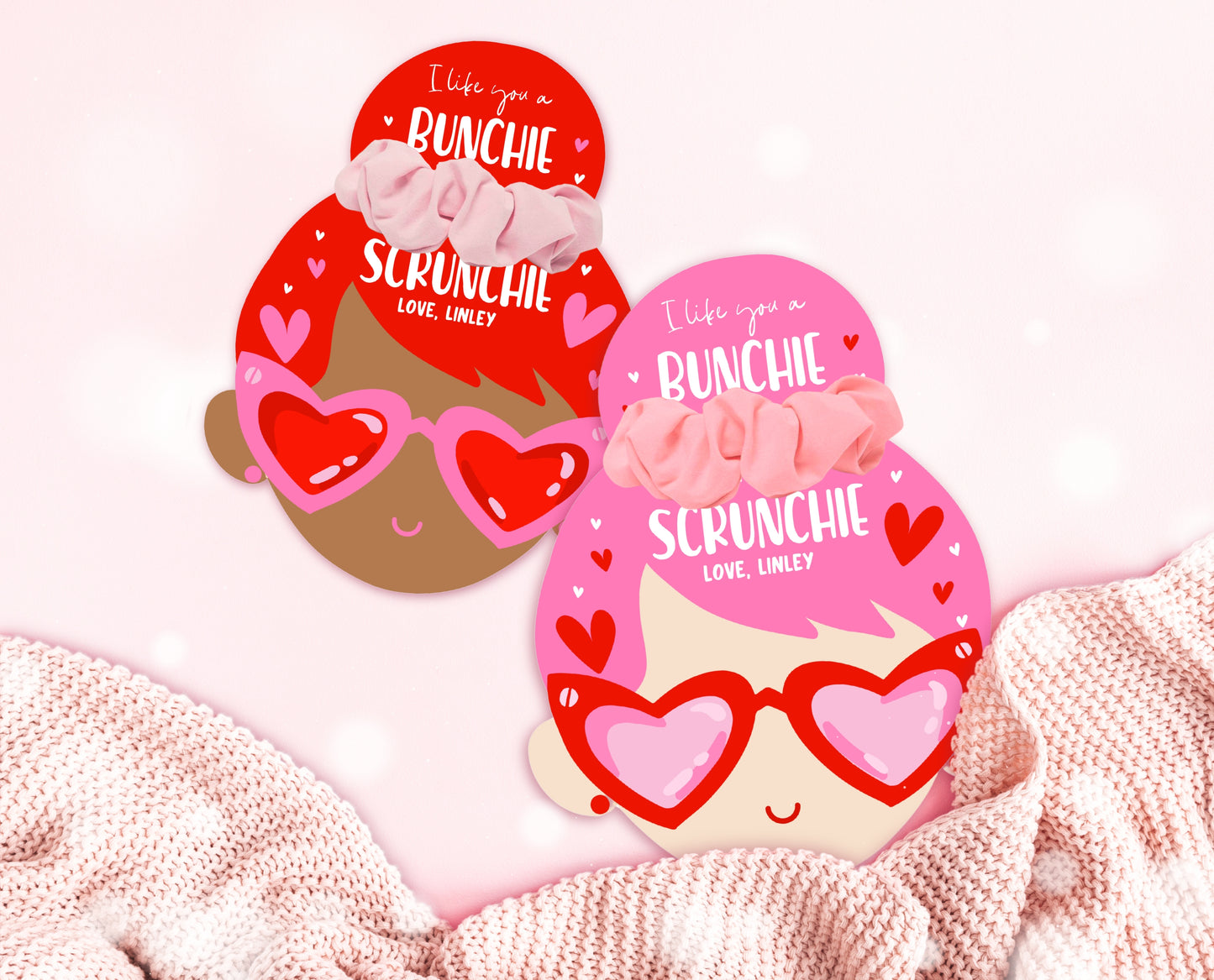 Editable Valentine Srunchie Tag, Scrunchie Labels, Classroom Valentine Cards, Scrunchie Favor Tag, Valentine's Day Card, Valentine Hair Gift