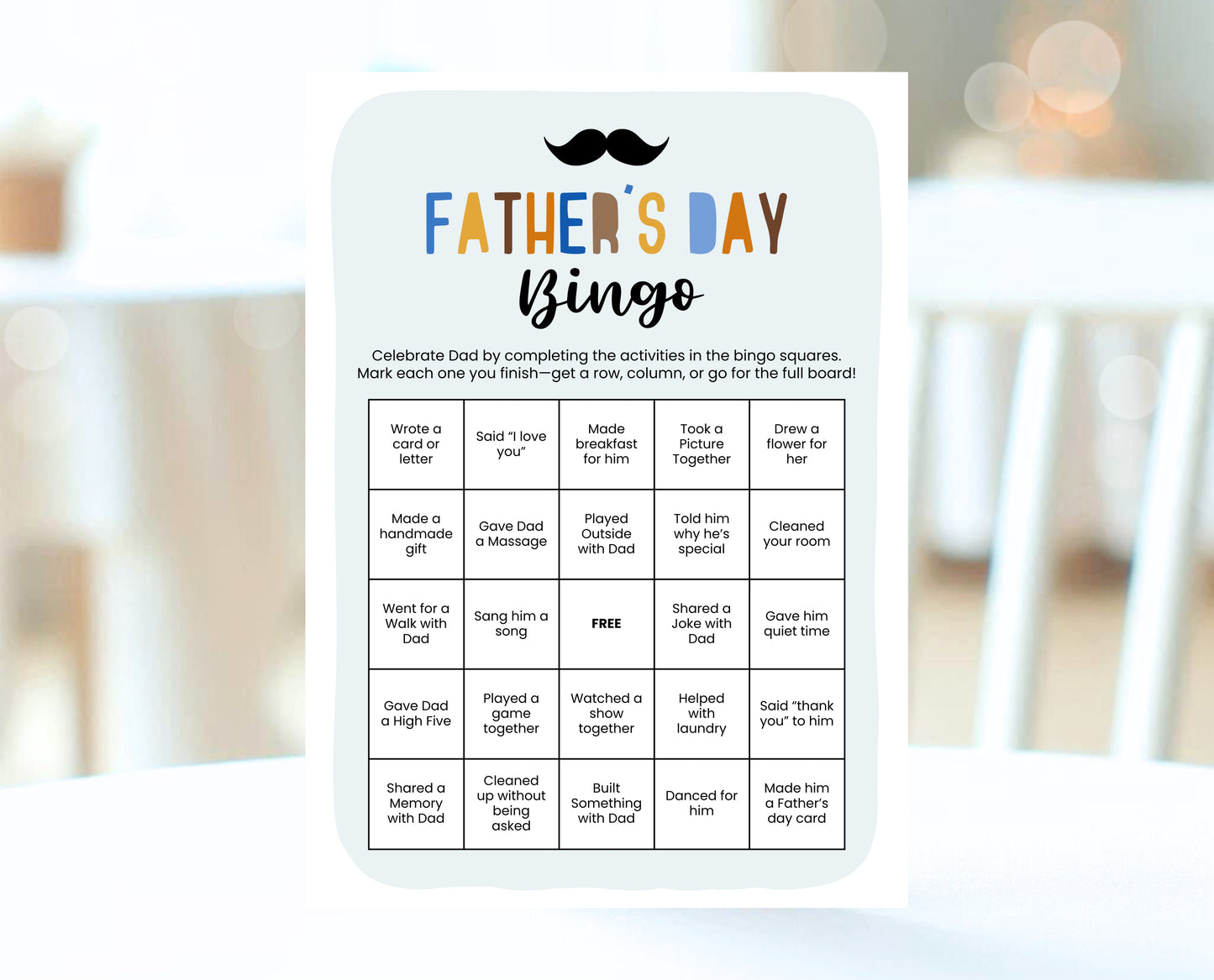 Editable Father's Day Bingo Game, Printable Father's Day Bingo Activity, Fathers Day Game With Kids, Father's Day Games, Instant Download