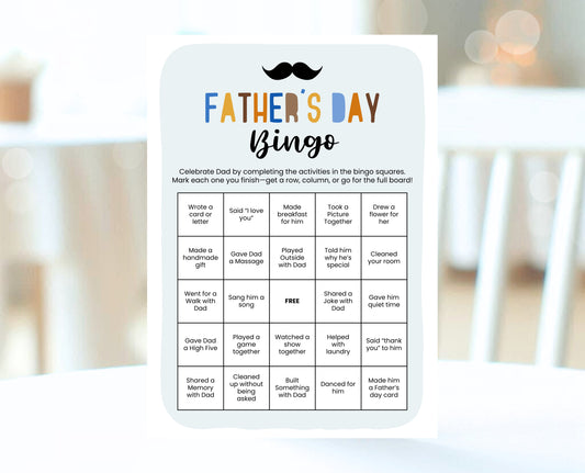 Editable Father's Day Bingo Game, Printable Father's Day Bingo Activity, Fathers Day Game With Kids, Father's Day Games, Instant Download