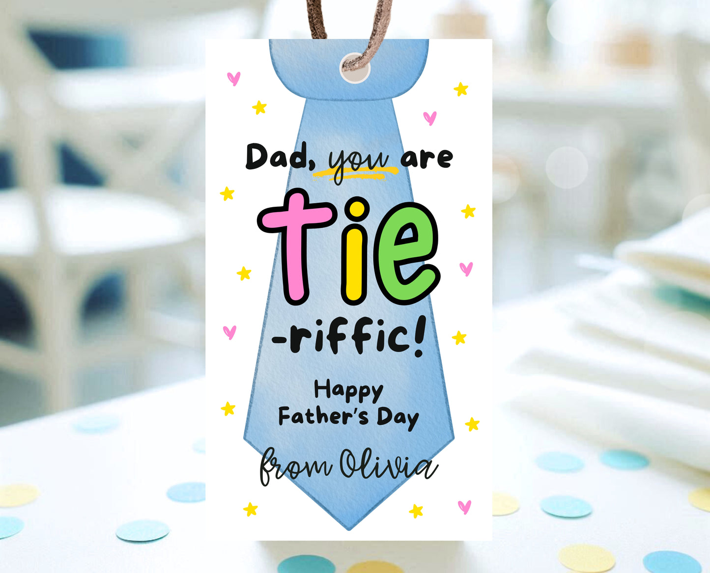Editable Father's Day Tie Gift Tag, Printable You Are Tie-riffic Favor Tag, Fun Tag for Dad, Suit Tie Fathers Day Gift Tag, Instant Download