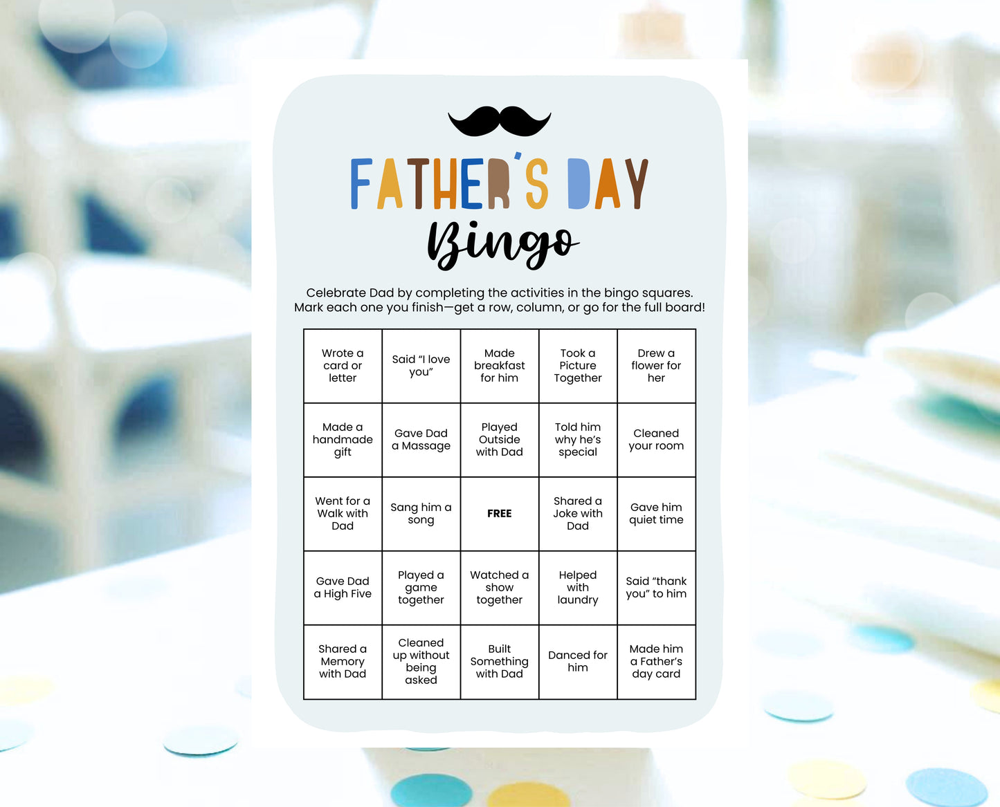 Editable Father's Day Bingo Game, Printable Father's Day Bingo Activity, Fathers Day Game With Kids, Father's Day Games, Instant Download