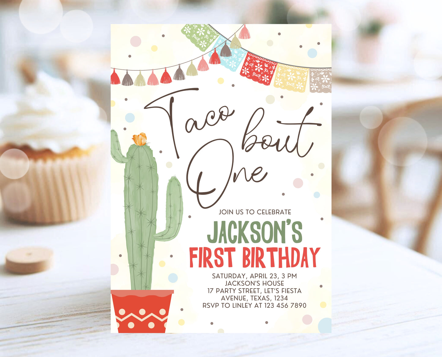 Editable Fiesta Taco Bout One Birthday Invitation, 1st Fiesta Birthday, Cactus Mexican Invite, Boy, Girl, Instant Download, Printable, BBP05