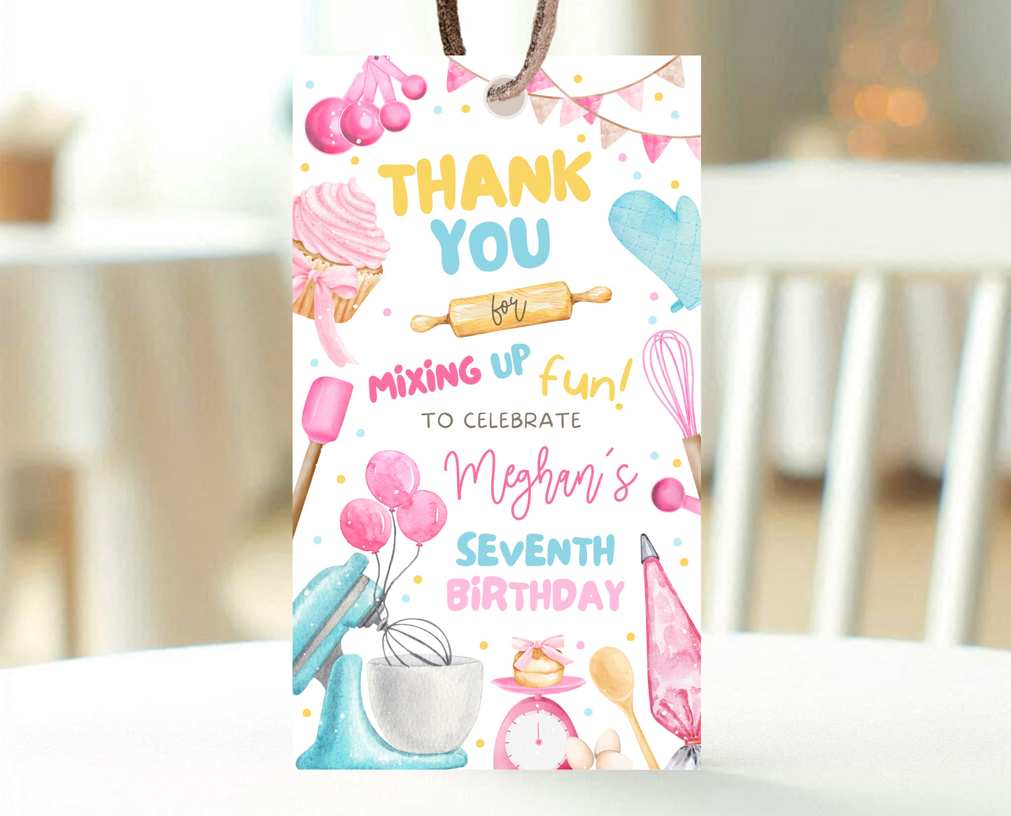 Editable Custom Birthday Favor Tag Fully Editable Kids Cooking Party Thank You Tag Chef Party Label Pink Baking Party Gift Tag Instant Download GBP50