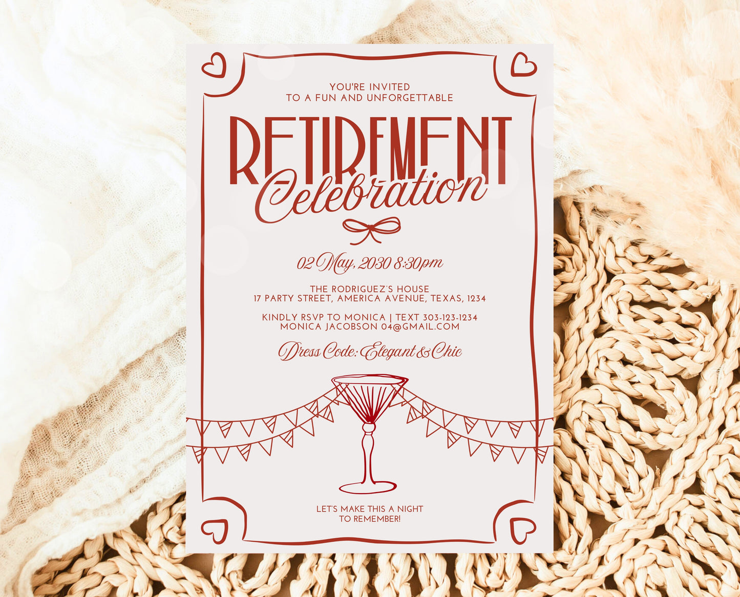 Editable Retirement Party Invitation, Retirement Invitation, Cocktail Retirement Invite, Doodle Retirement Party Invite, Instant Download