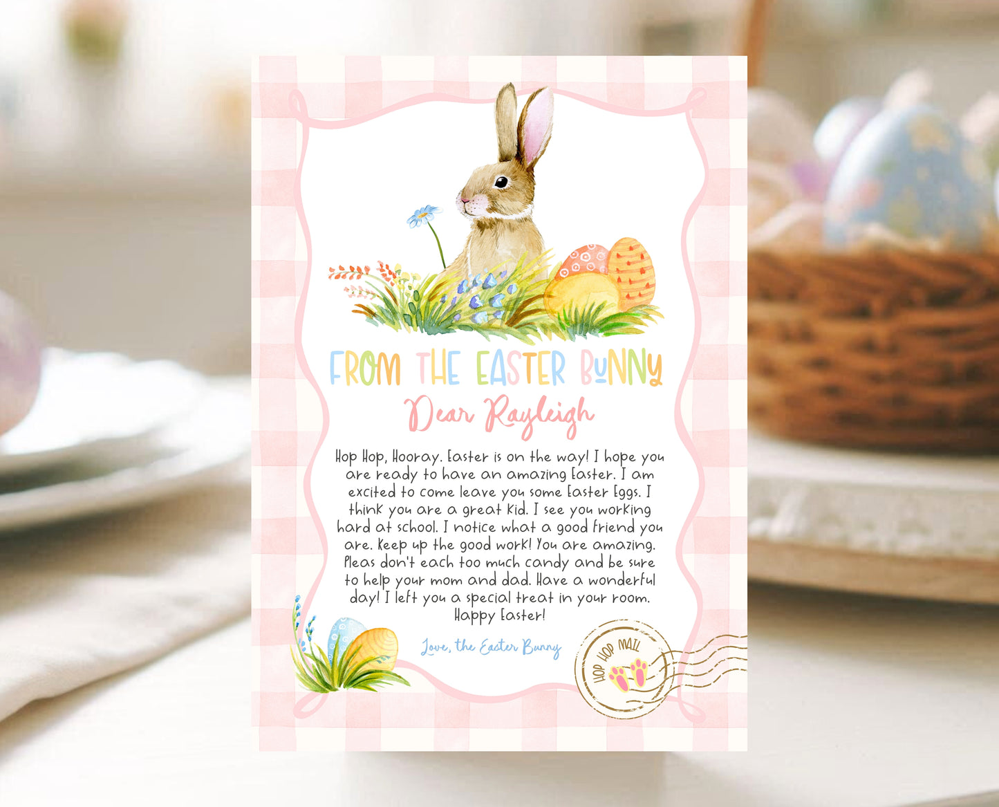 Editable Easter Bunny Easter Basket Letter, Personalized Letter From The Easter Bunny, Easter Bunny Morning Letter, Instant Download, EPC13