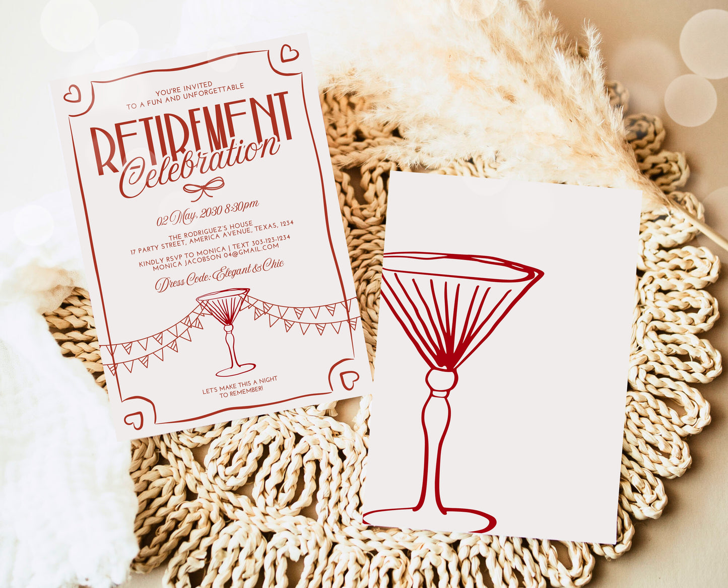 Editable Retirement Party Invitation, Retirement Invitation, Cocktail Retirement Invite, Doodle Retirement Party Invite, Instant Download