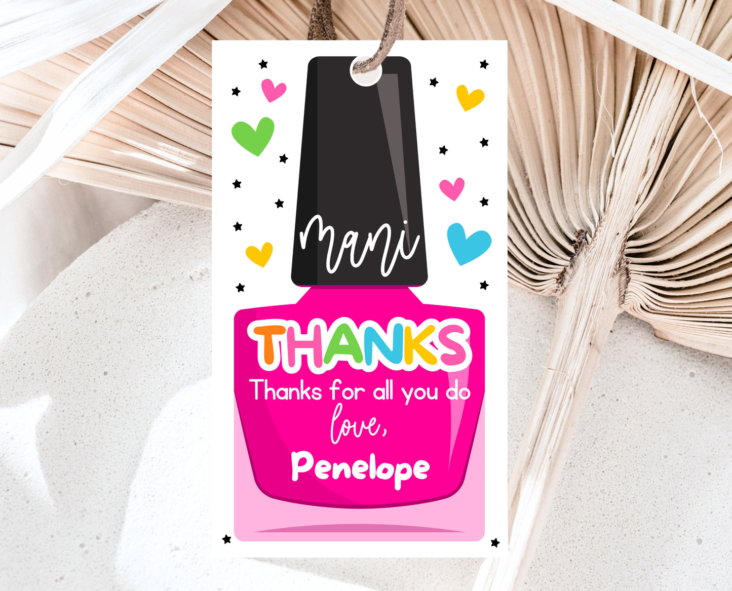 Editable Nail Polish Appreciation Gift Tag, Printable Mani Thanks Teacher Staff Favor Tag, Editable Manicure Thank You Tag, Instant Download