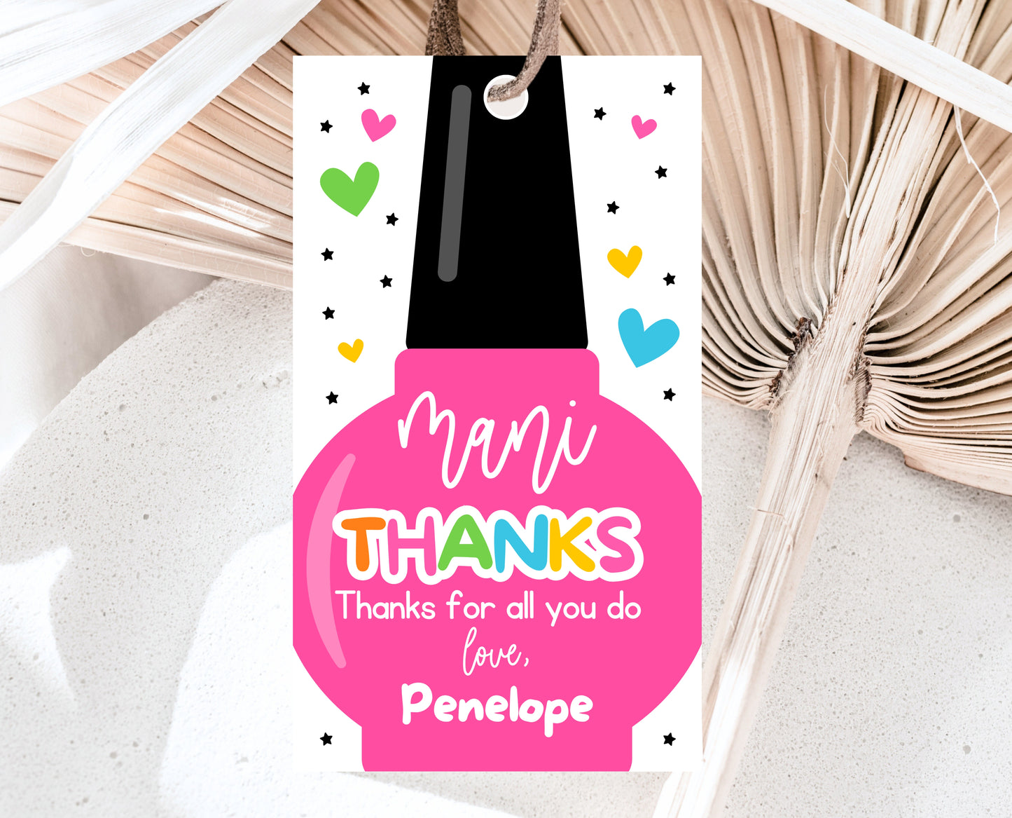 Editable Nail Polish Appreciation Gift Tag, Printable Mani Thanks Teacher Staff Favor Tag, Editable Manicure Thank You Tag, Instant Download