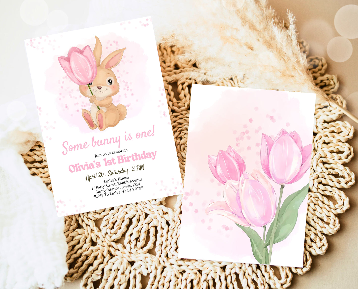 Editable Bunny Birthday Invitation, Some Bunny 1st Birthday Party, Hop On Over Bunny Birthday, Spring Birthday Rabbit Birthday Invite, EPC15