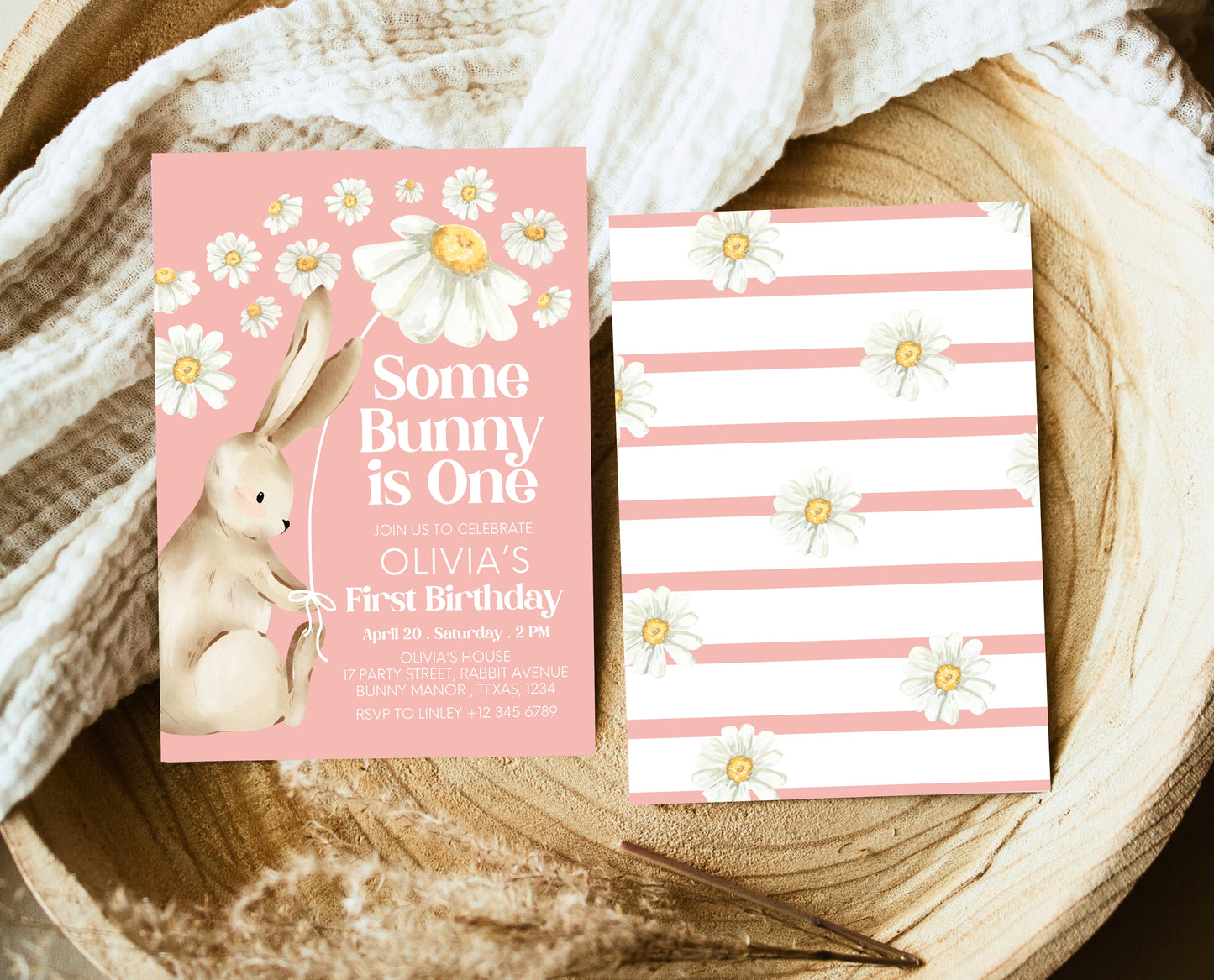 Editable Bunny Birthday Invitation, Some Bunny 1st Birthday Party, Hop On Over Bunny Birthday, Spring Birthday Rabbit Birthday Invite, EPC08