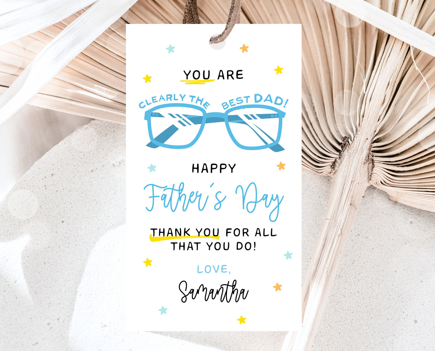 Editable Father's Day Glasses Gift Tag, Printable You Are Clearly The Best Dad Tag, Fathers Day Tag, Happy Father's Day, Instant Download