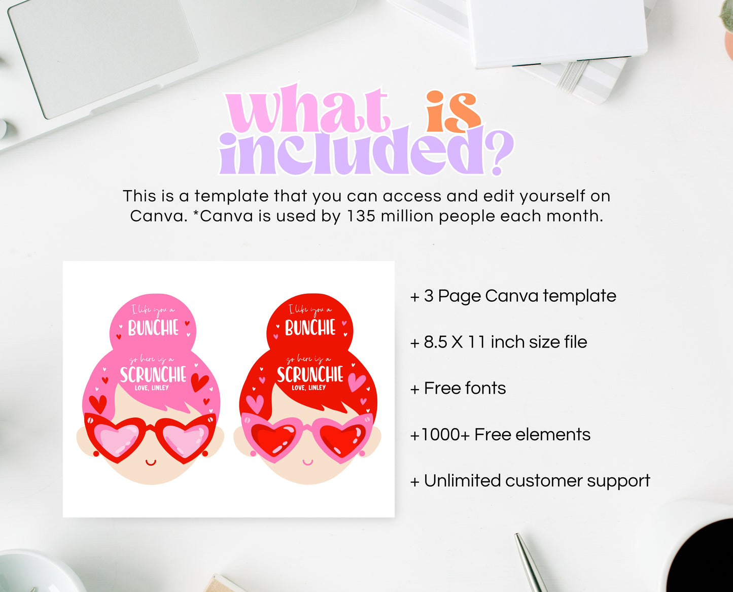 Editable Valentine Srunchie Tag, Scrunchie Labels, Classroom Valentine Cards, Scrunchie Favor Tag, Valentine's Day Card, Valentine Hair Gift
