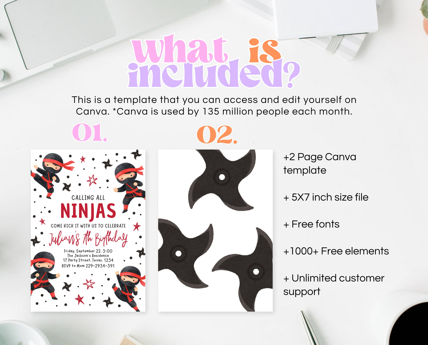 Editable Ninja Birthday Invitation Karate Warrior Party Martial Arts Theme Printable Digital Kids Boy Girl Instant Download Invite BBP19