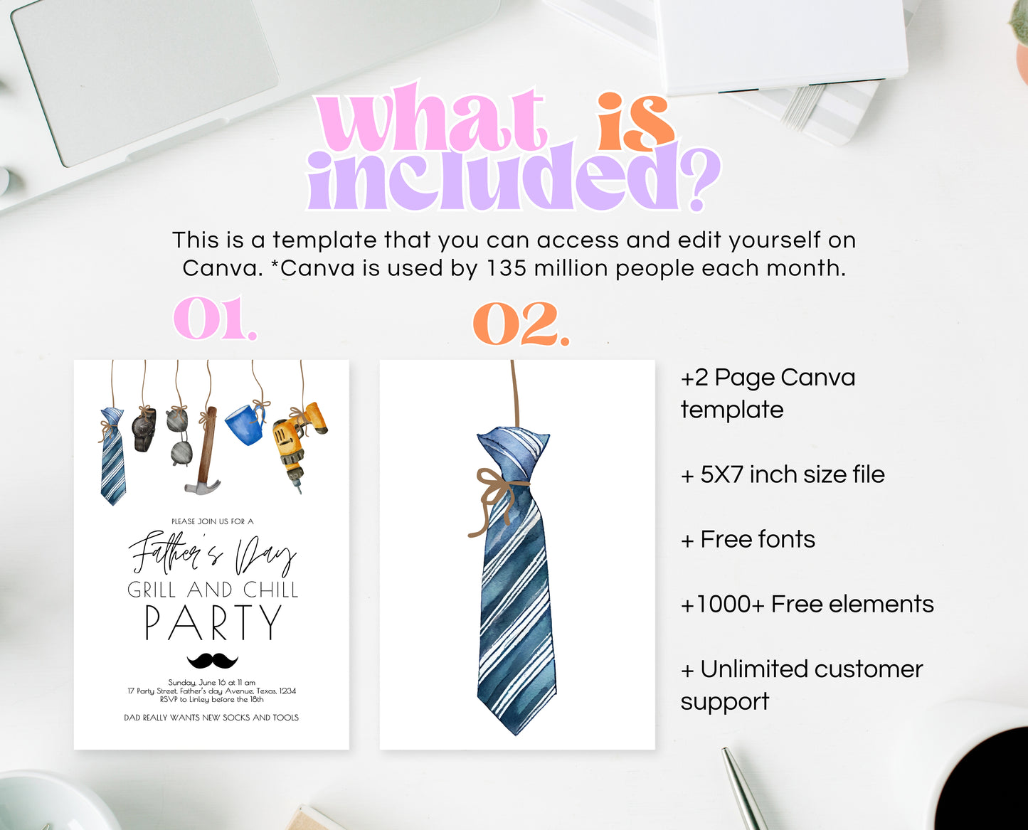 Editable Father's Day Invitation, Printable Minimalist Fathers Day Invitation, Fathers Day BBQ Invite, Father's Day Invite, Instant Download