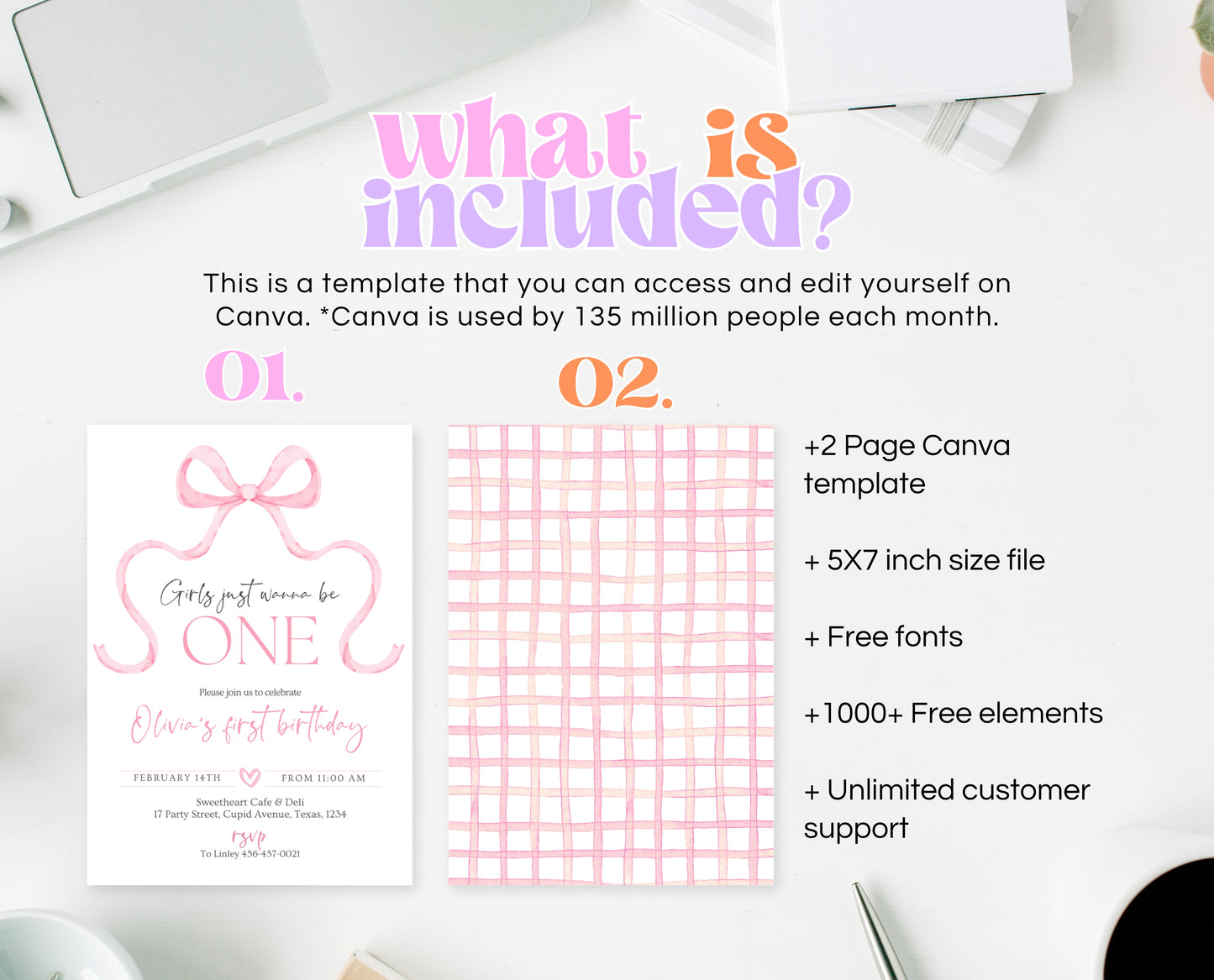 Editable Pink Bow Birthday Invitation, Girl First Birthday Printable, Pink Coquette Bow Invitation Birthday Girl Invite, Bow Invite, VDC12