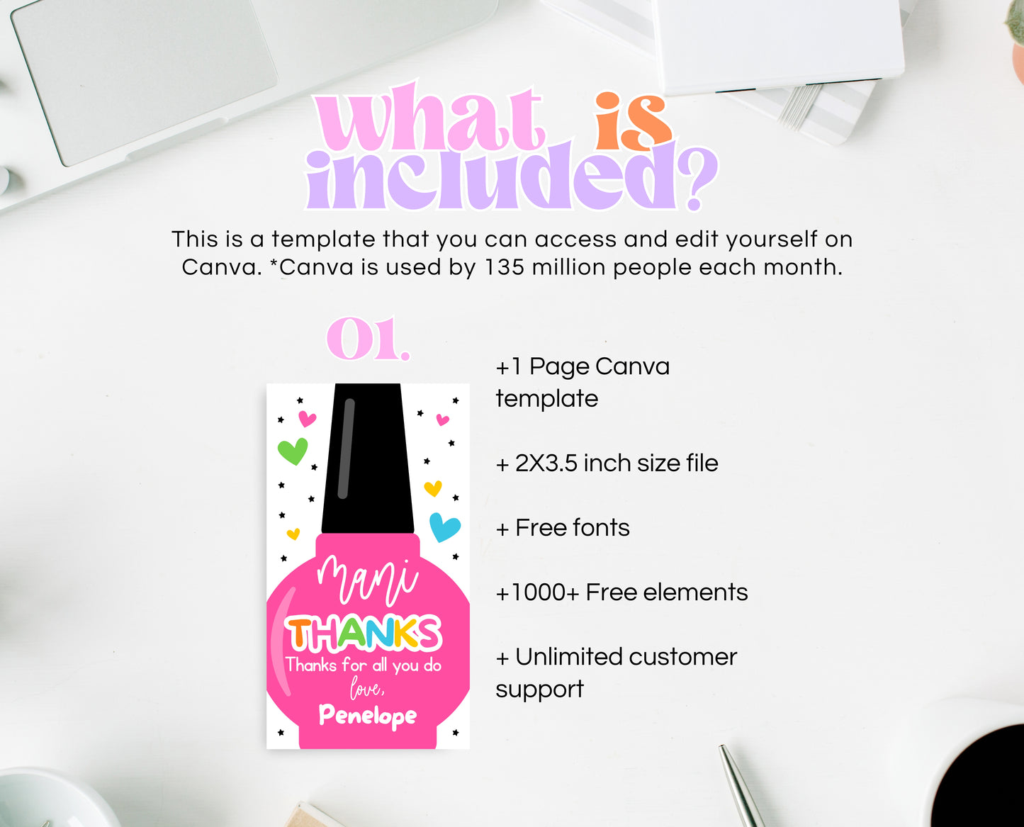 Editable Nail Polish Appreciation Gift Tag, Printable Mani Thanks Teacher Staff Favor Tag, Editable Manicure Thank You Tag, Instant Download