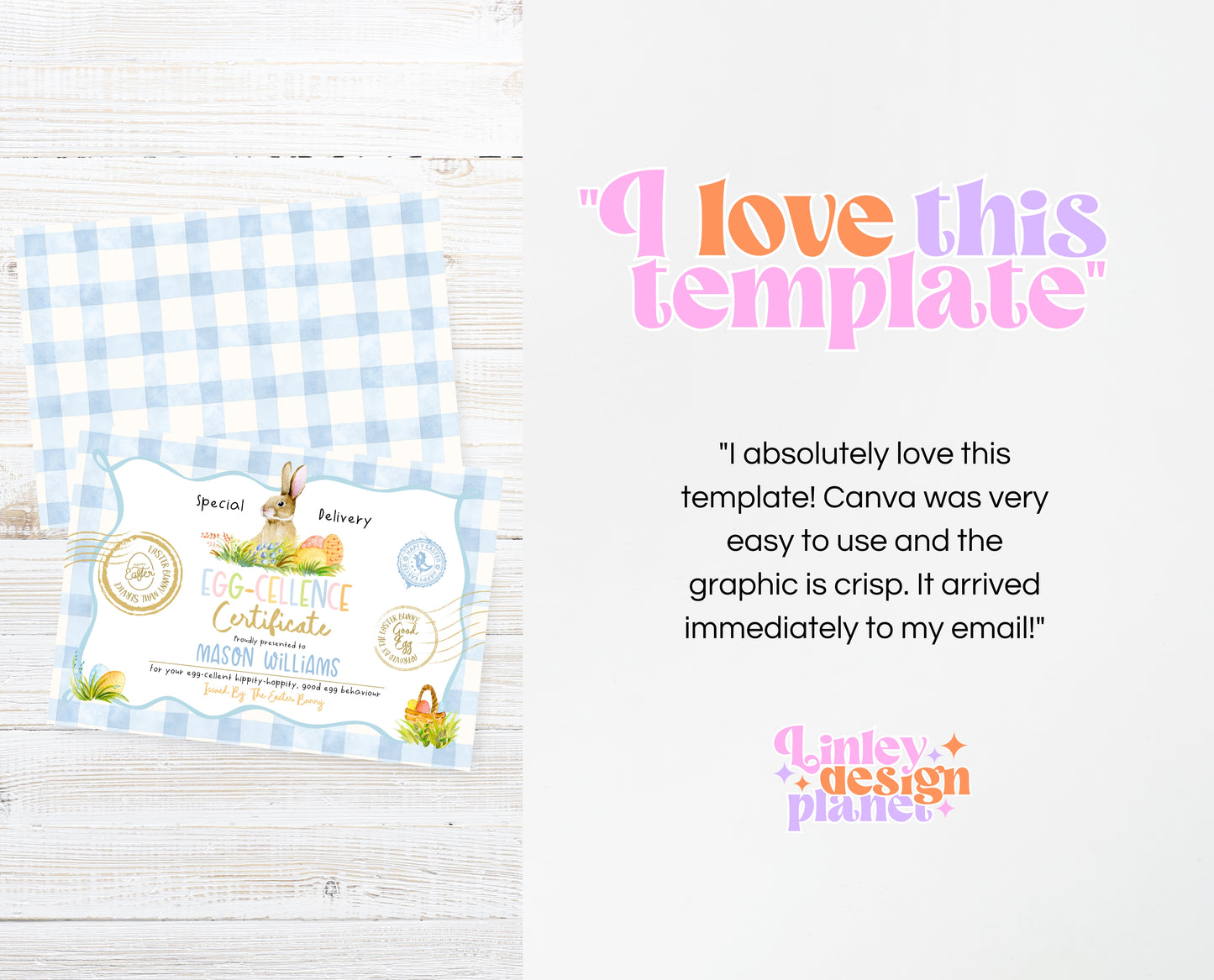 Editable Easter Bunny Certificate, Egg-Cellence Certificate Letter From The Easter Bunny, Easter Basket Letter, Instant Download, EPC14