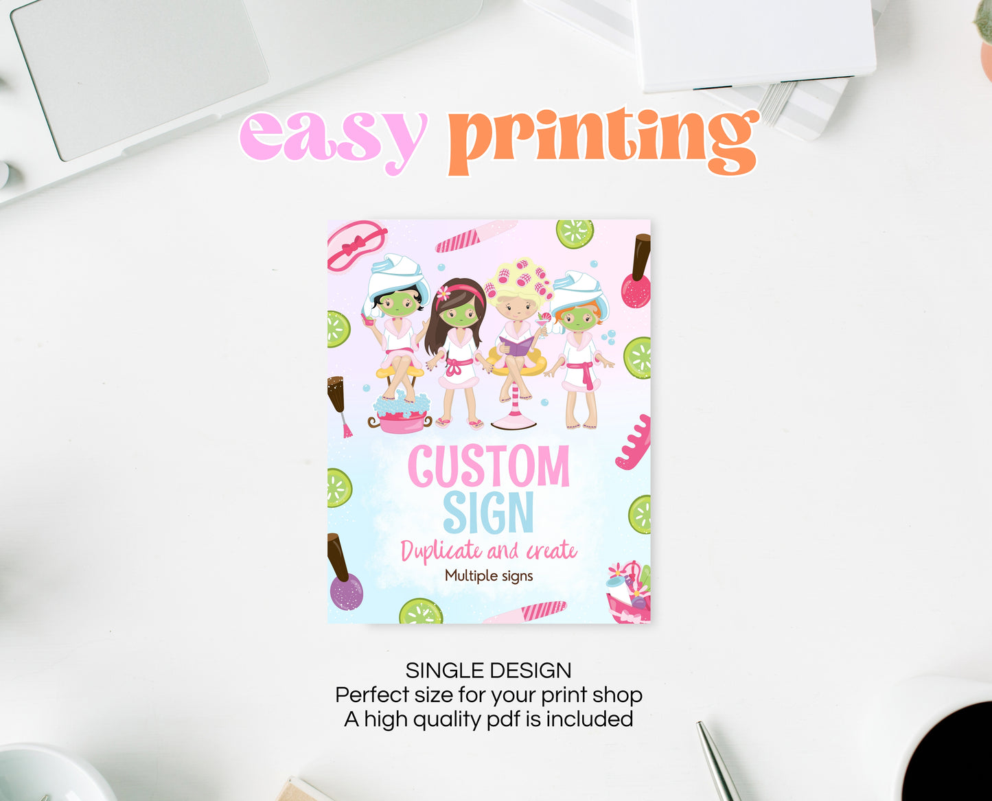 Editable Spa Party Birthday Custom Sign, Glamour Party Poster, Spa Birthday Decor, Pink Spa Party Custom Banner, Printable Download, GBP10