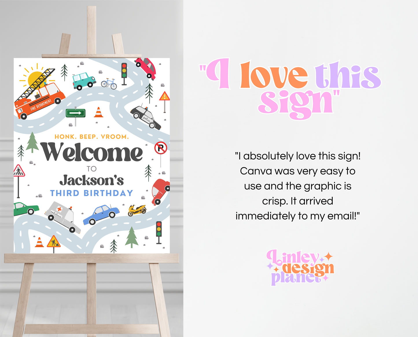 Editable Transportation Birthday Welcome Sign, Cars Birthday Decor, Cars 1st Birthday Welcome Banner, Truck and Cars Birthday Decor, BBP04