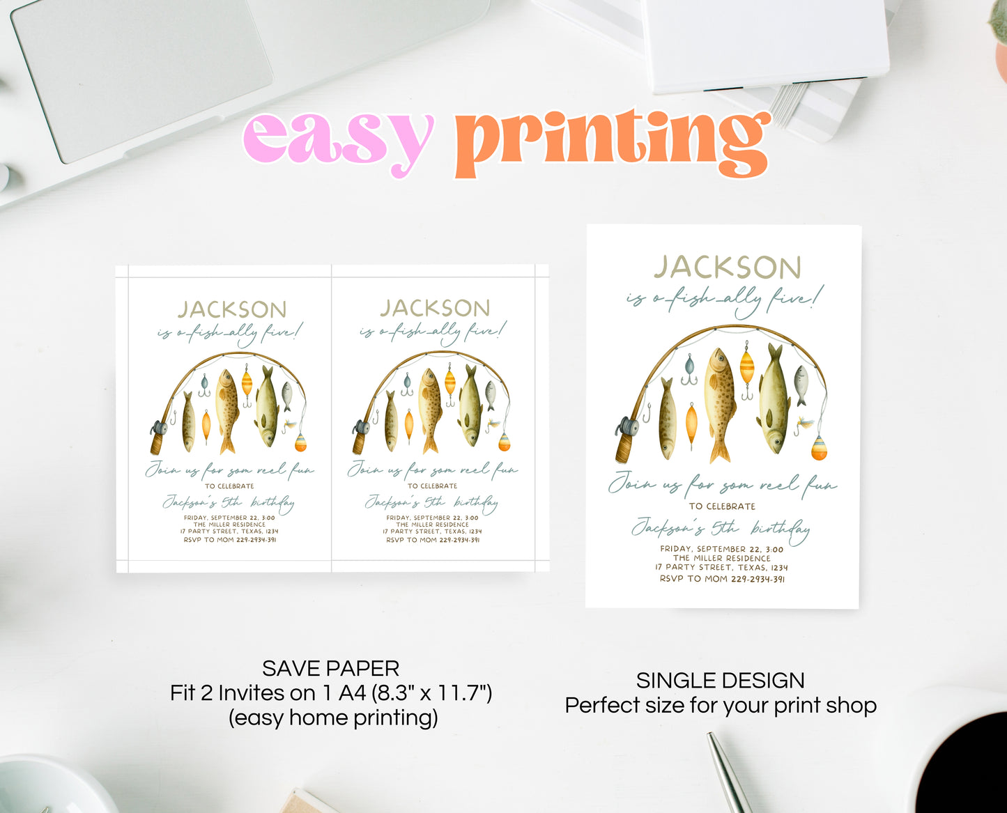 Editable Fishing Birthday Invite O Fish Ally The Big One Gone Fishing Boy Template Printable Digital Outdoor Party Instant Download BBP18