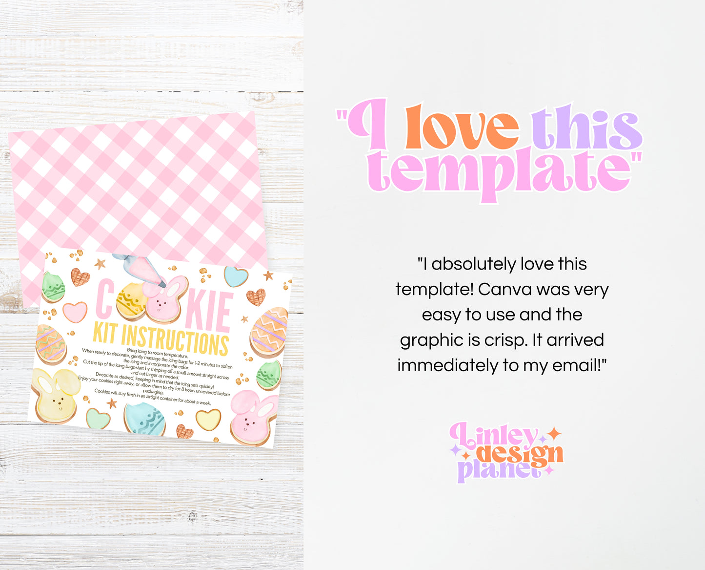 Editable Easter Cookie Kit Instructions Card, Decorate Your Own Easter Bunny Cookie, Cookie Decorating Kit DIY, Printable, Instant Download