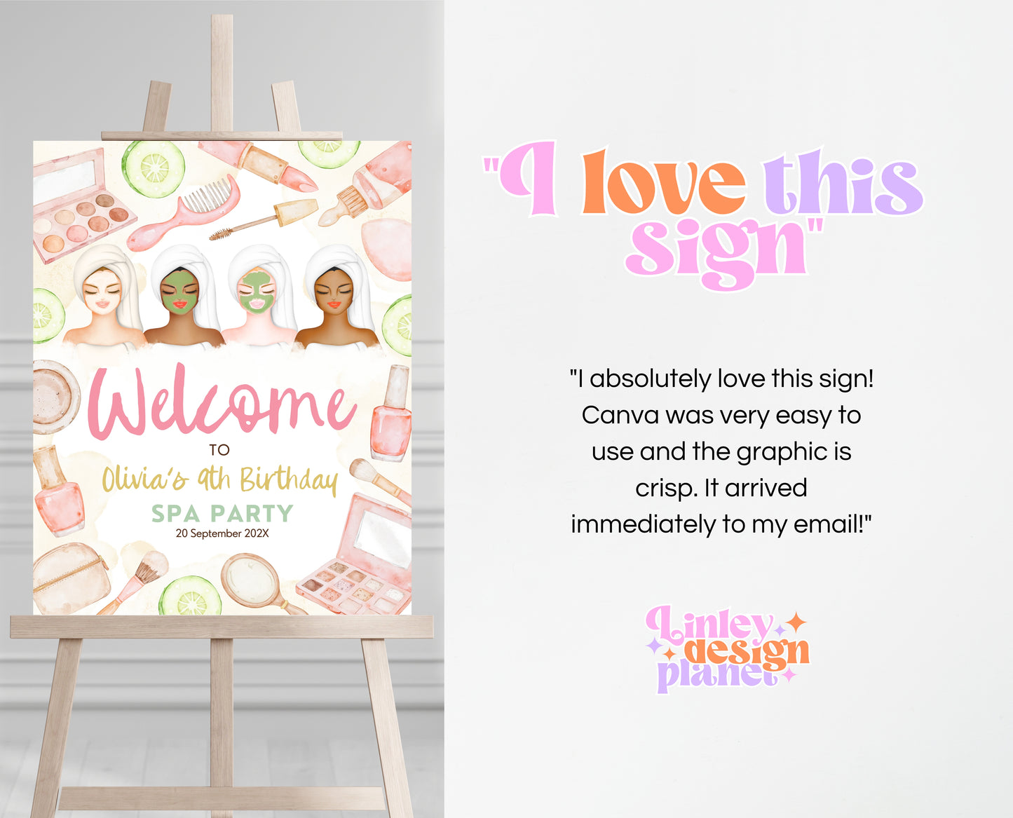 Editable Spa Girls Birthday Welcome Sign, Spa Party Decor, Pamper Birthday, Neutral Glam Party Welcome Banner, Boho Spa Girl Birthday, GBP09