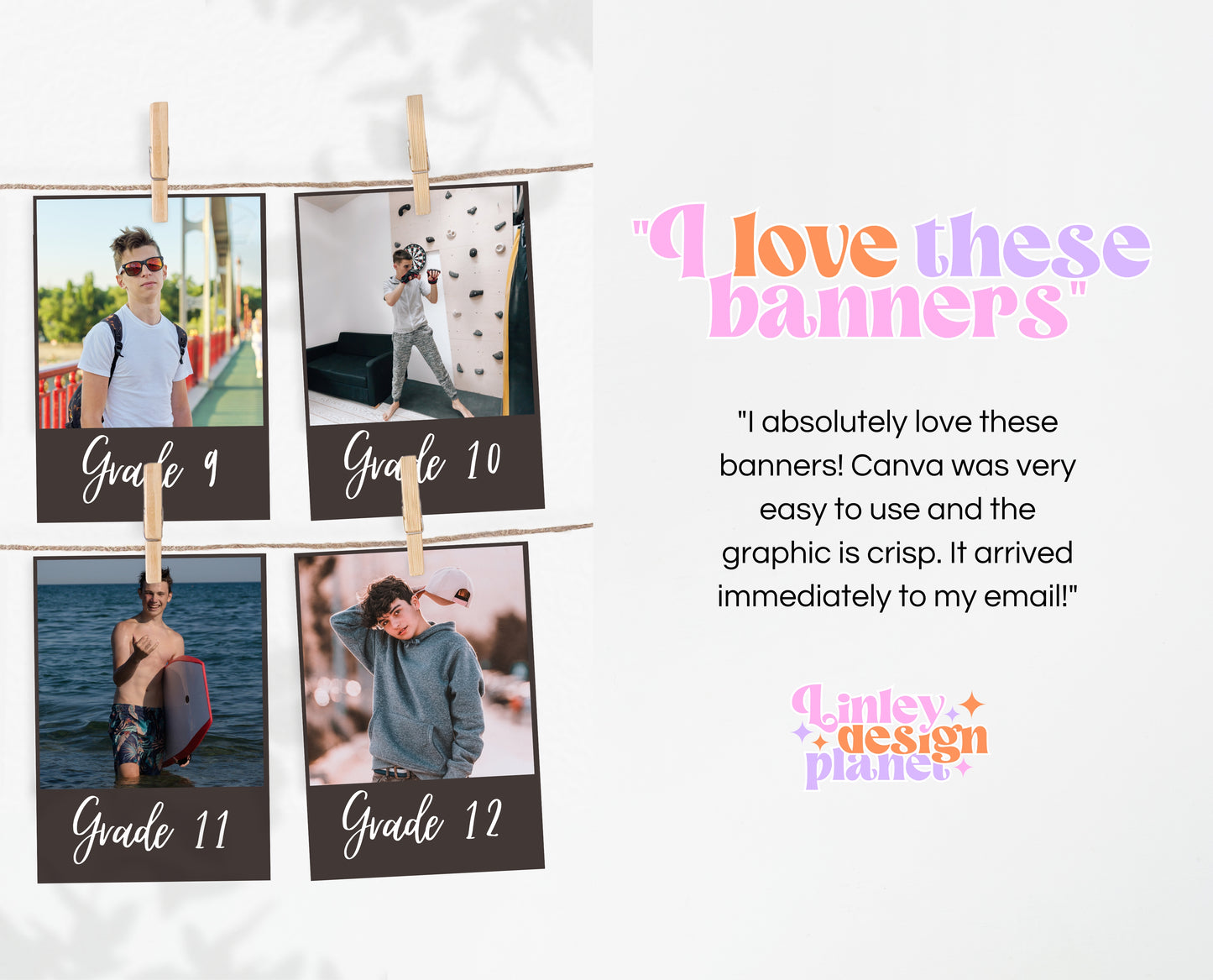 Editable Graduation Milestone Photo Banner, Graduation Photo Banner, High School Graduation Banner, Grad Party Decor, Instant Download, GP01