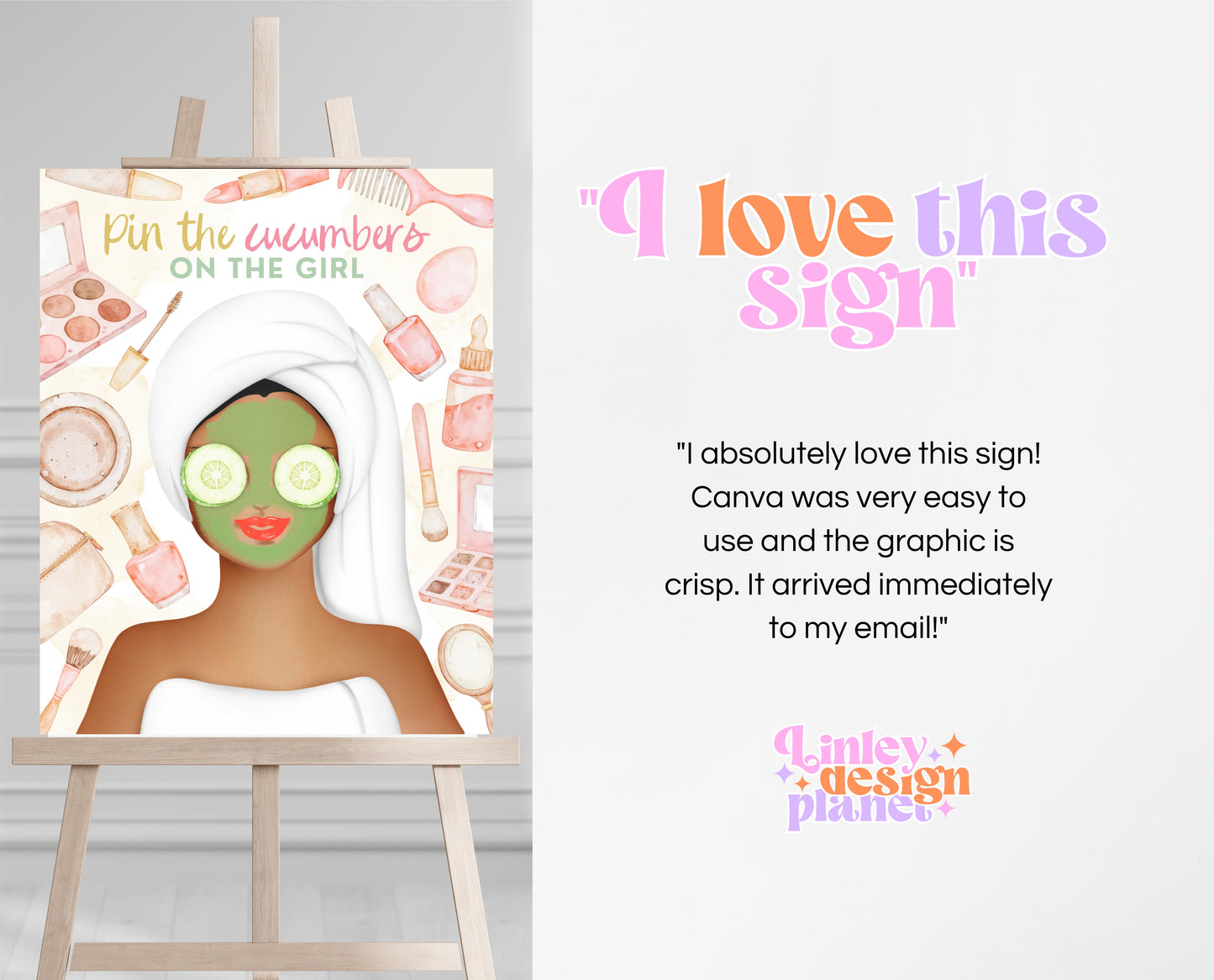 Pin the Cucumbers on The Girl Sign, Spa Party Game Sign, Spa Girls Birthday Game, Glam Makeup Activity, Printable Spa Party Games, GBP09