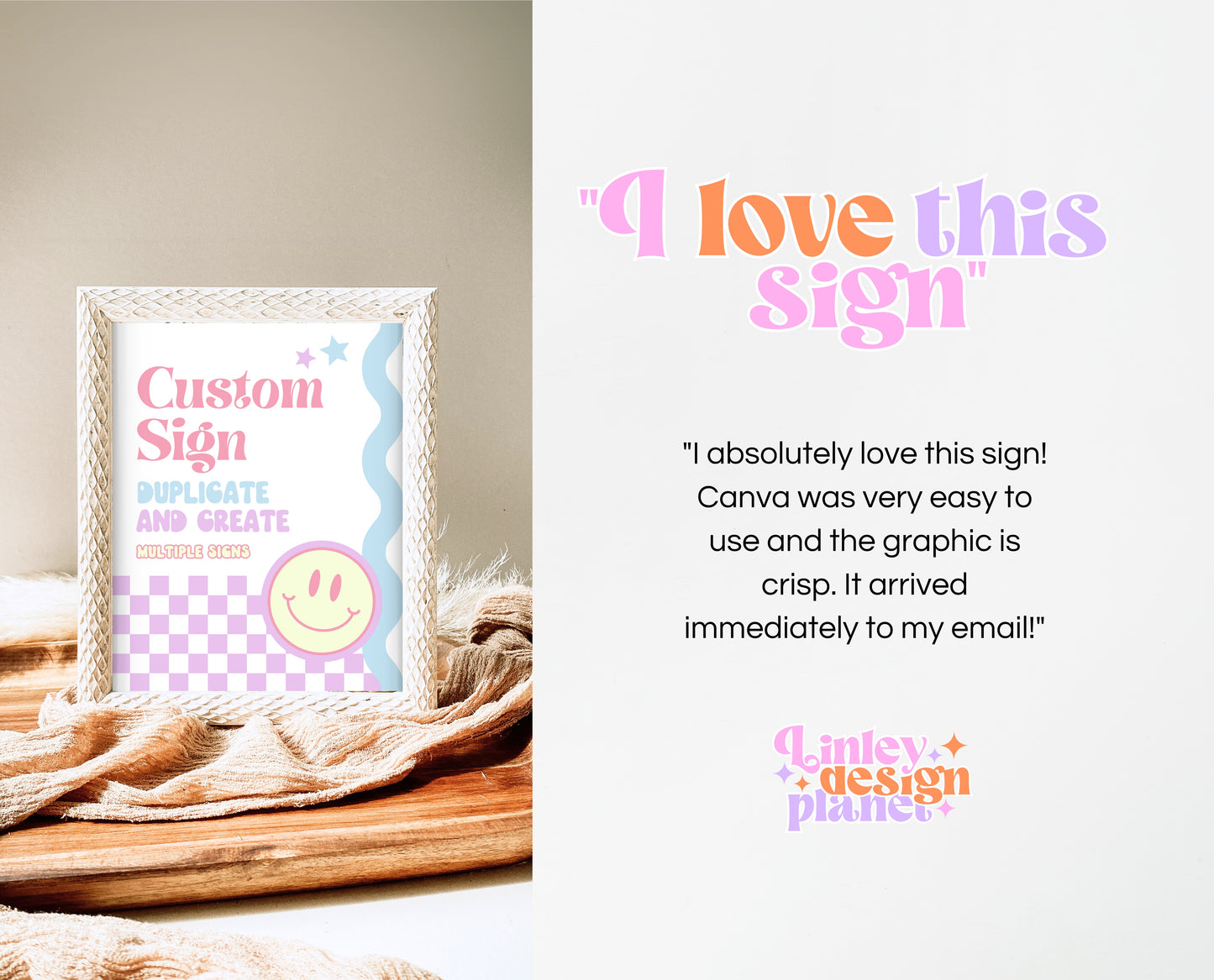 Editable Retro Smiley Birthday Custom Sign, Preppy Smile Theme, Pink Checkered Smiley Birthday Sign, Retro Smiley Girl Custom Sign, GBP17