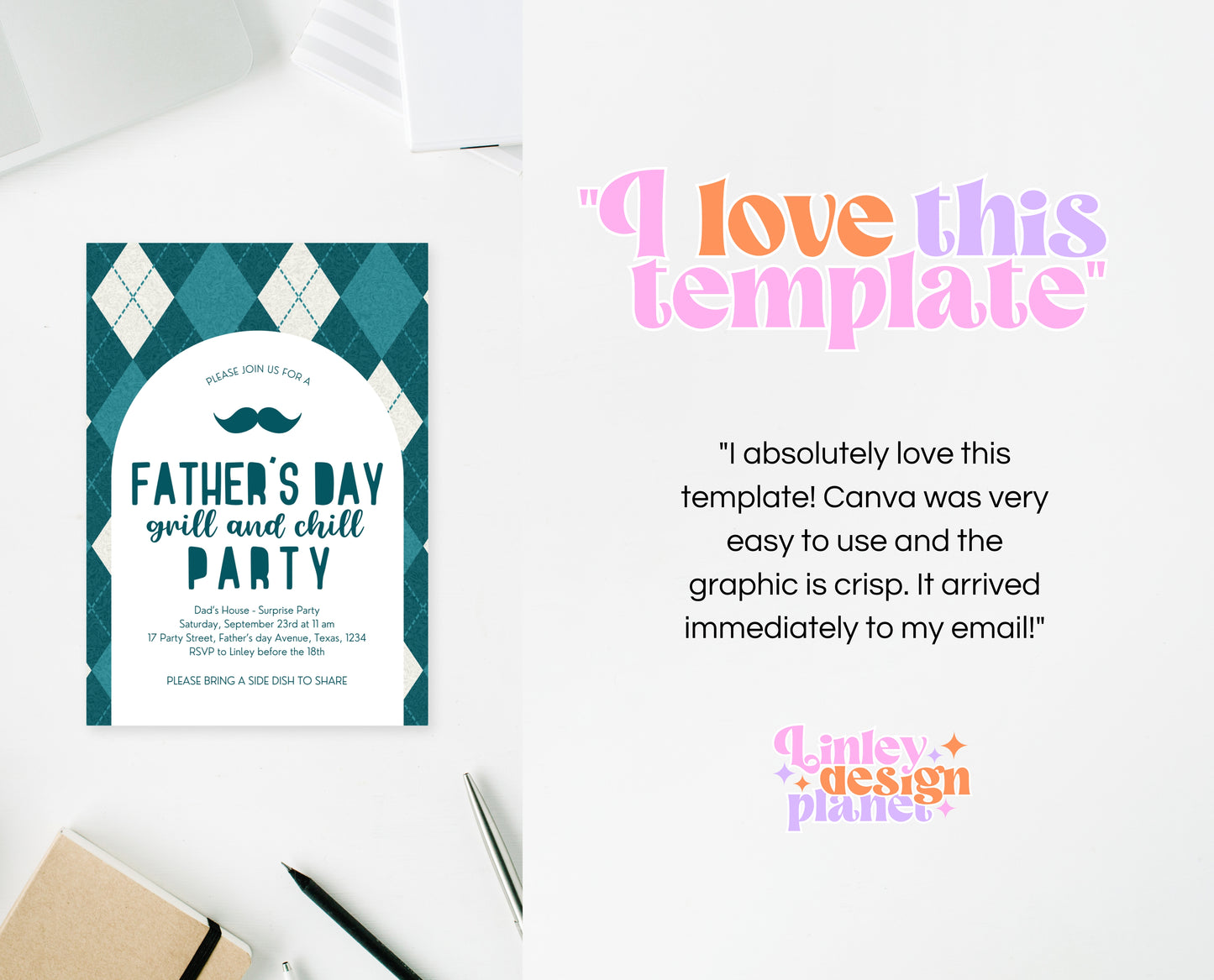 Editable Father's Day Invitation, Printable Minimalist Fathers Day Invitation, Fathers Day BBQ Invite, Father's Day Invite, Instant Download