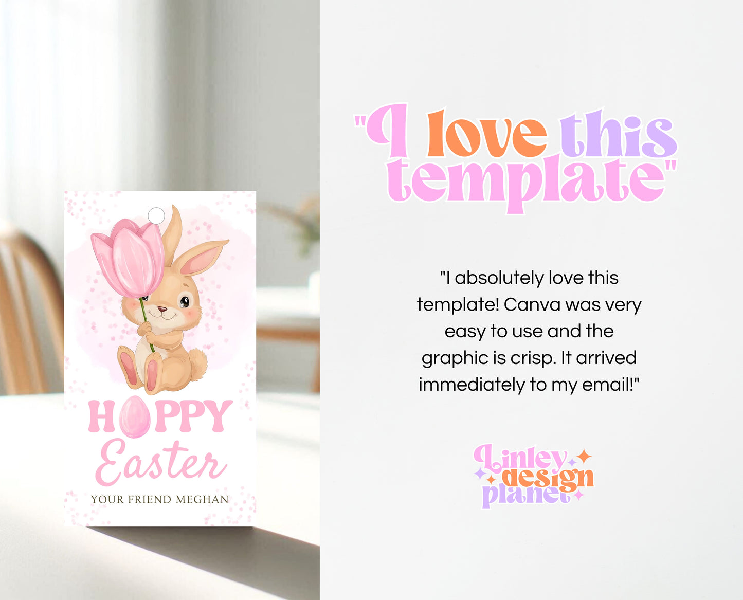 Editable Happy Easter Gift Tag, Hoppy Easter Gift Tag, Easter Friend Tag, Teacher Classroom Tag, Easter Treat Gift Tag, Instant Download