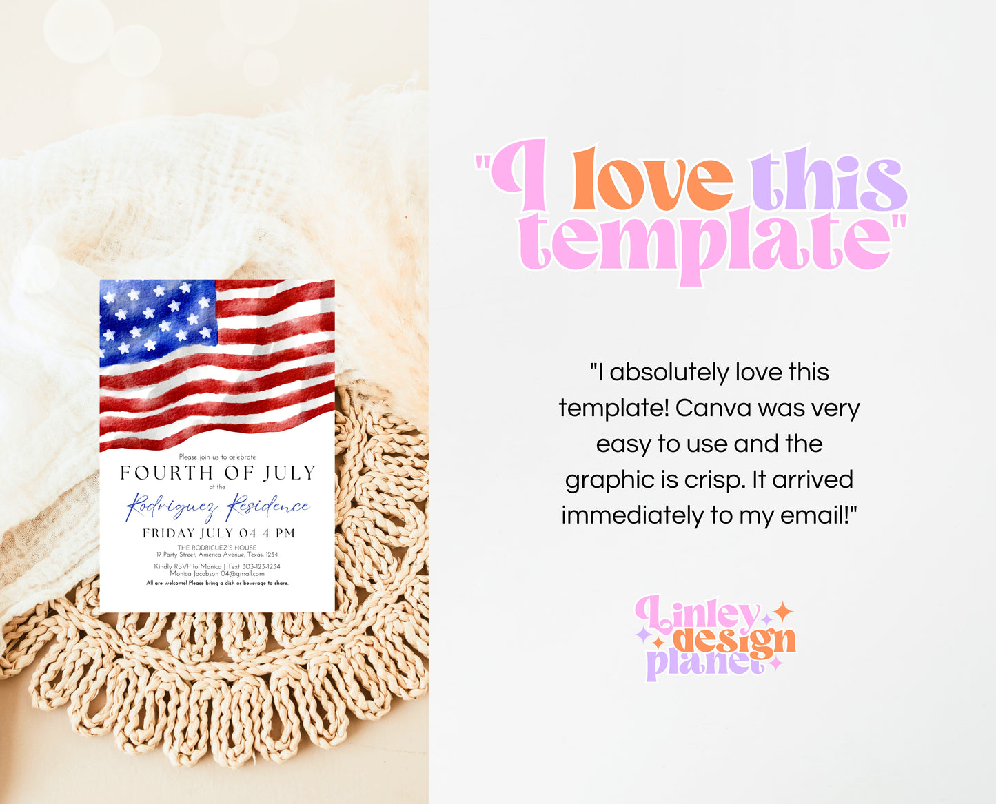 Editable 4th Of July Invitation, Independence Day Invitation, American Barbeque Invitation, July 4th BBQ Invite, Modern July Fourth Invite