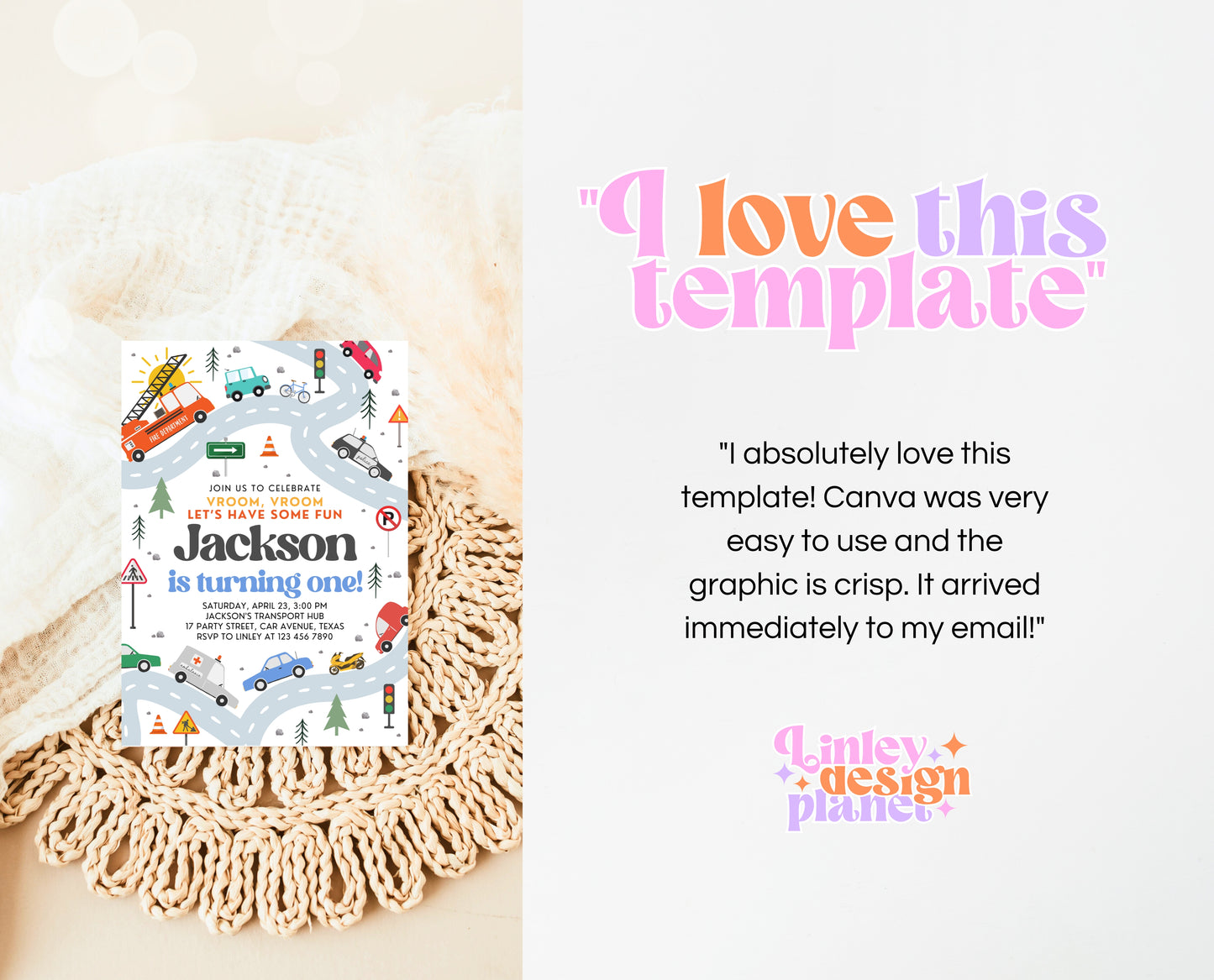 Editable Transport First Birthday Invitation, Truck Birthday Invitation, Cars 1st Birthday Invite, Truck and Cars Birthday Invitation, BBP04