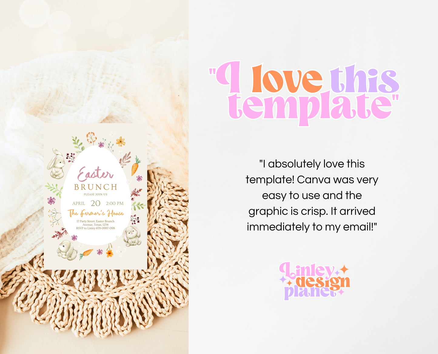Editable Easter Brunch Invitation, Printable Easter Party Invitation, Scribble Doodle Easter Invite, Boho Floral Easter Brunch Invitation