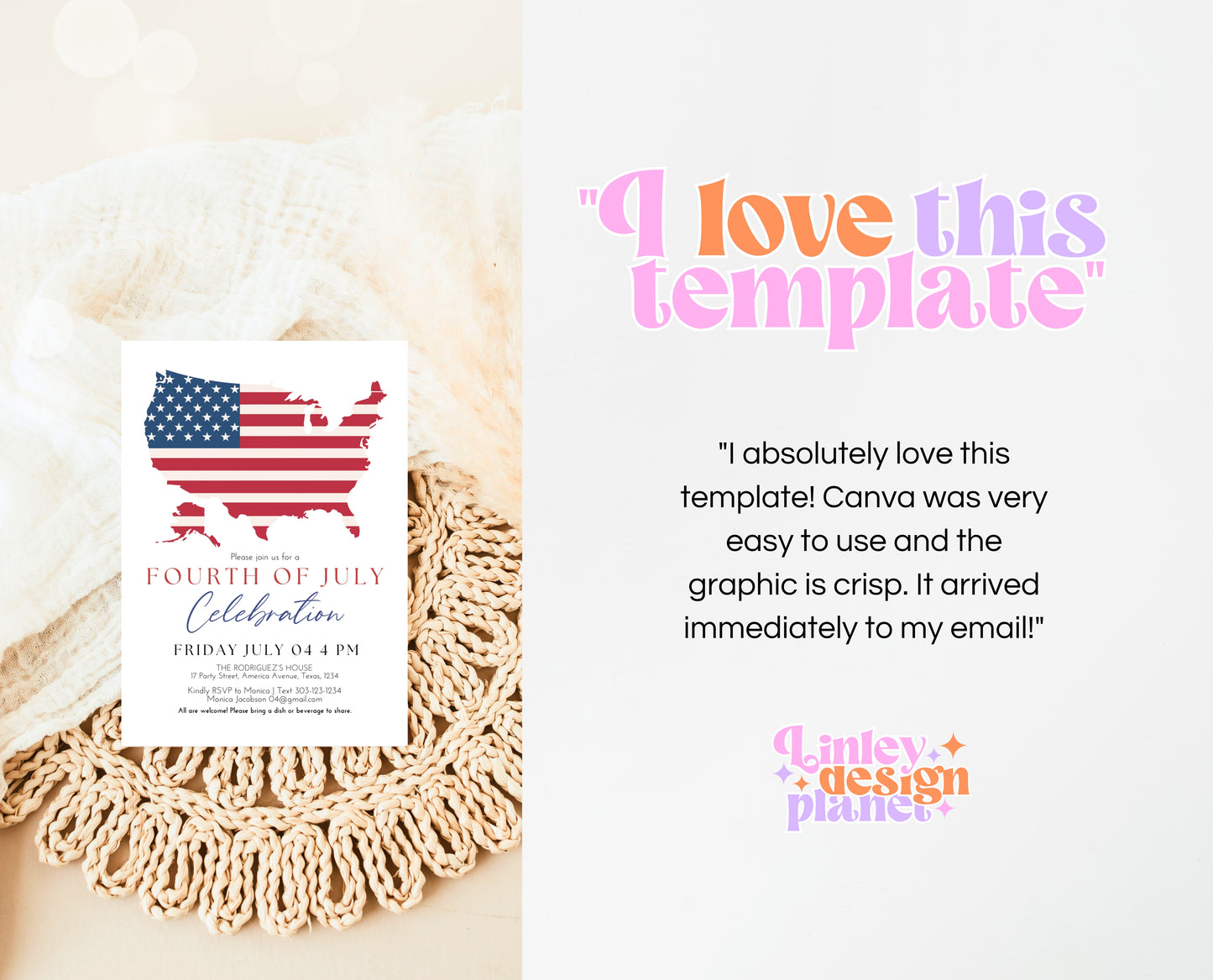 Editable 4th Of July Invitation, Independence Day Invitation, American Barbeque Invitation, July 4th BBQ Invite, Modern July Fourth Invite
