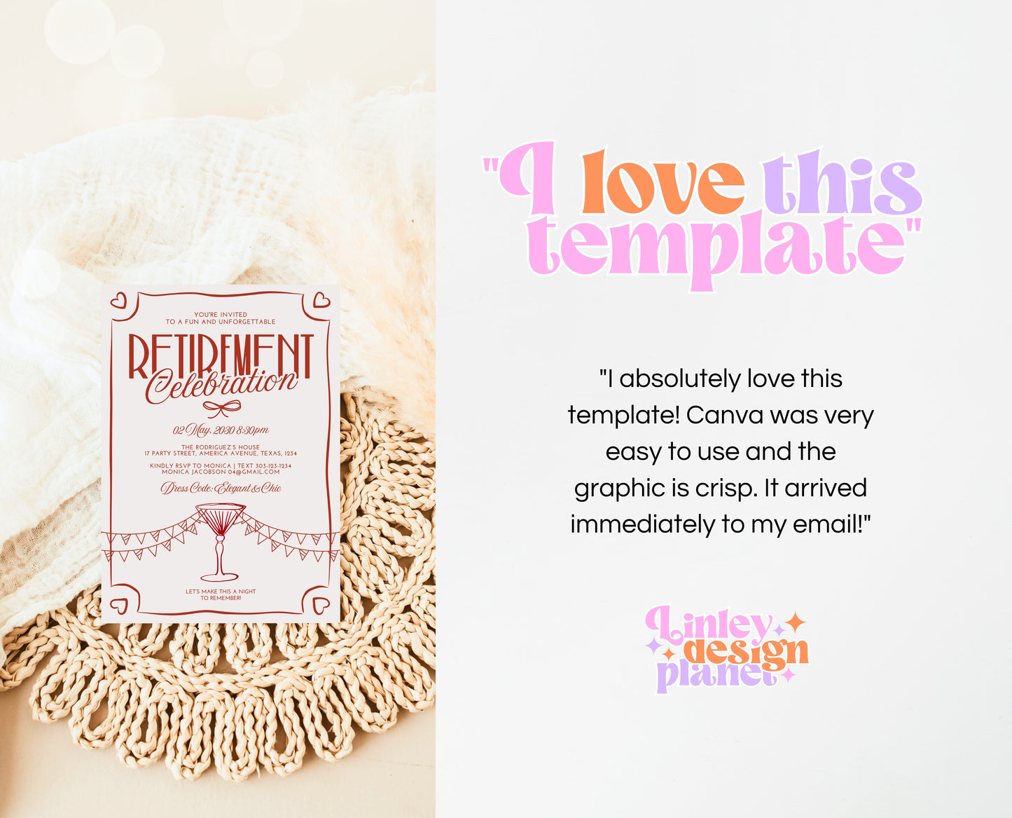 Editable Retirement Party Invitation, Retirement Invitation, Cocktail Retirement Invite, Doodle Retirement Party Invite, Instant Download