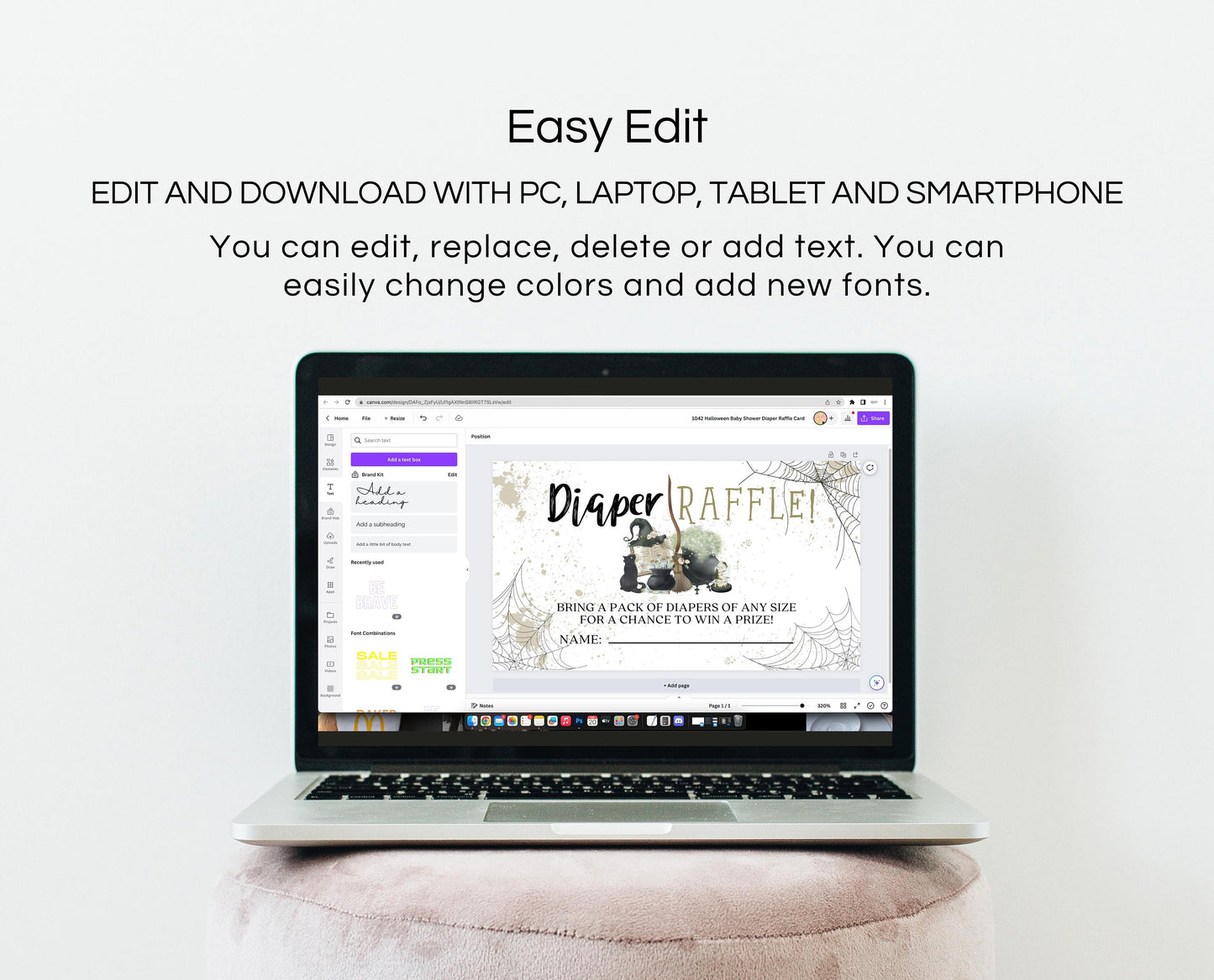 Halloween Diaper Raffle Template, Halloween A Baby Is Brewing Baby Shower Game, Printable Halloween Diaper Raffle