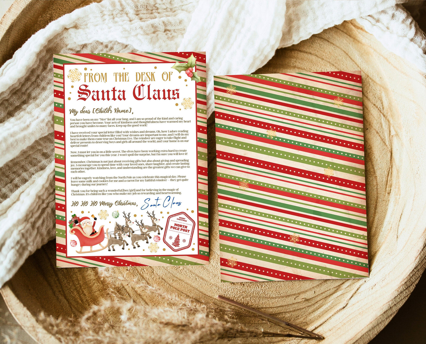 Personalized Letter from Santa Claus, From The Desk of Santa Letter Template, Christmas Eve North Pole Mail, Printable Letter From Santa