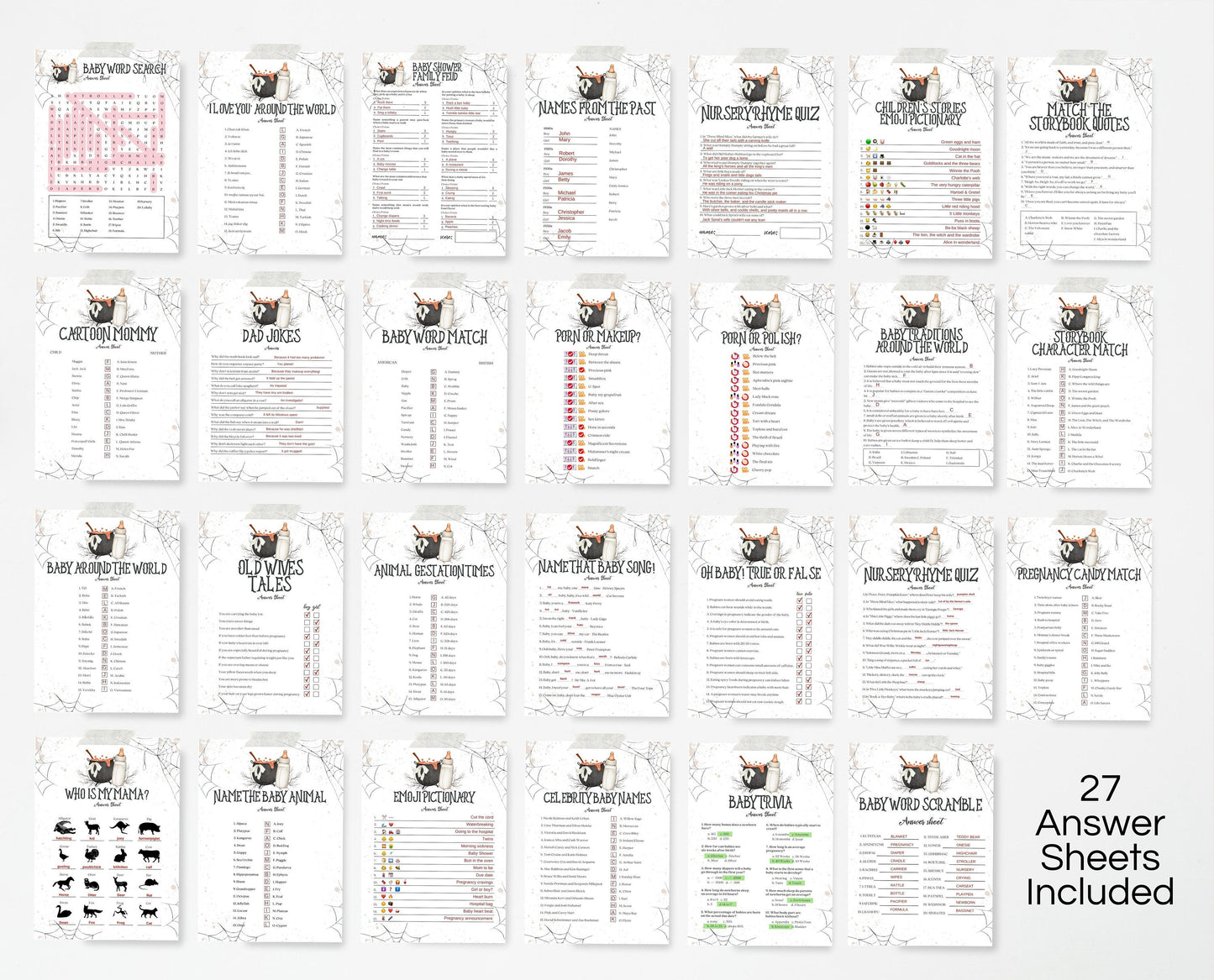A Baby is Brewing Halloween Baby Shower Games Bundle, Neutral Halloween Baby Shower Games, Witch Baby Shower Games, 70 Baby Shower Games