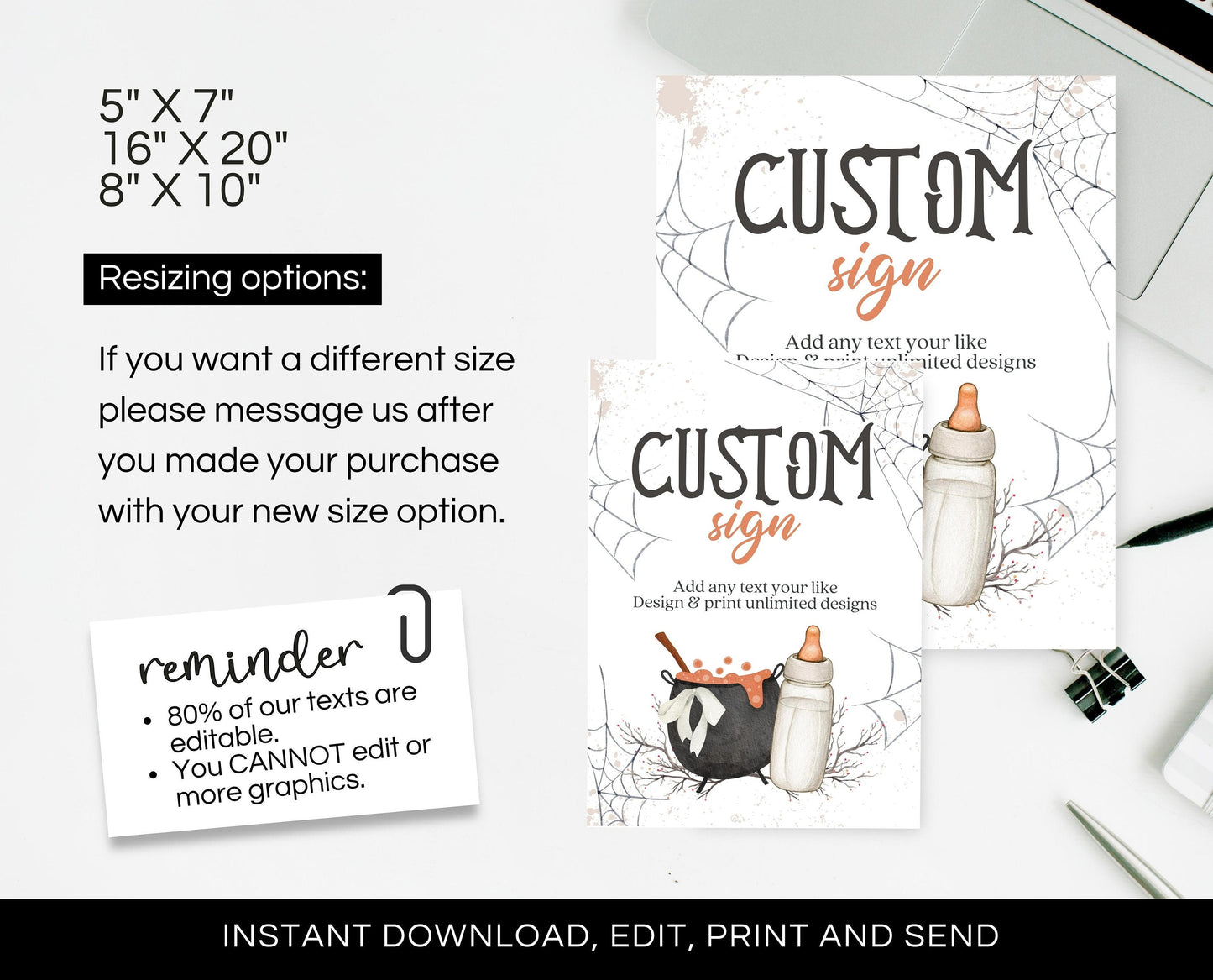 Custom Halloween Sign, Halloween Party Sign, Printable Custom Halloween Sign