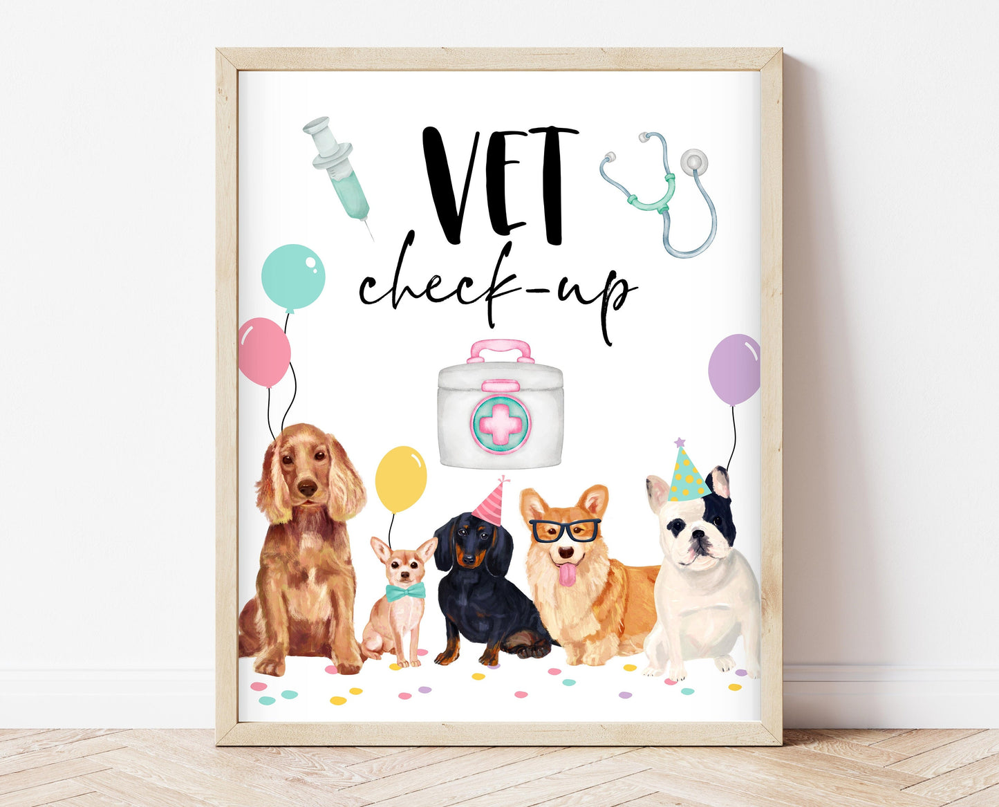 Vet Check Up Sign, Pet Hospital Sign, Puppy Birthday Sign, Dog Birthday Party, Puppy Pet Check-Up Sign, Pawty Theme Decor, GDBP01