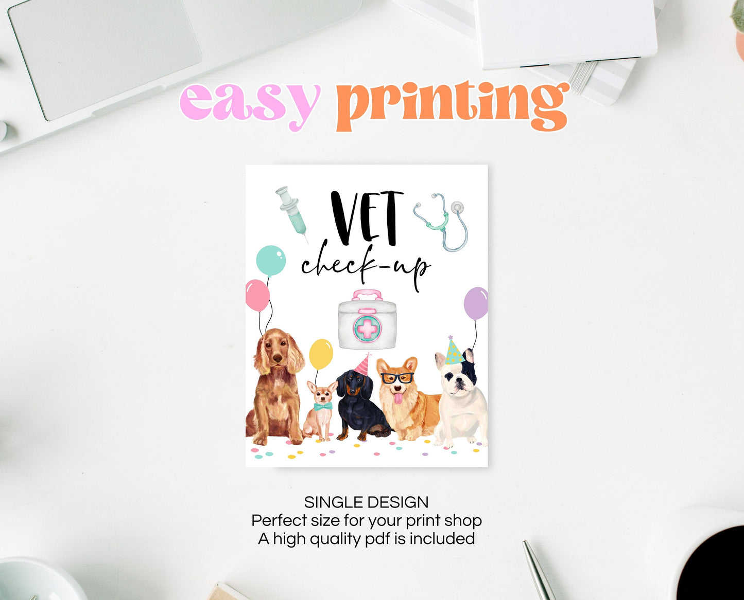 Vet Check Up Sign, Pet Hospital Sign, Puppy Birthday Sign, Dog Birthday Party, Puppy Pet Check-Up Sign, Pawty Theme Decor, GDBP01