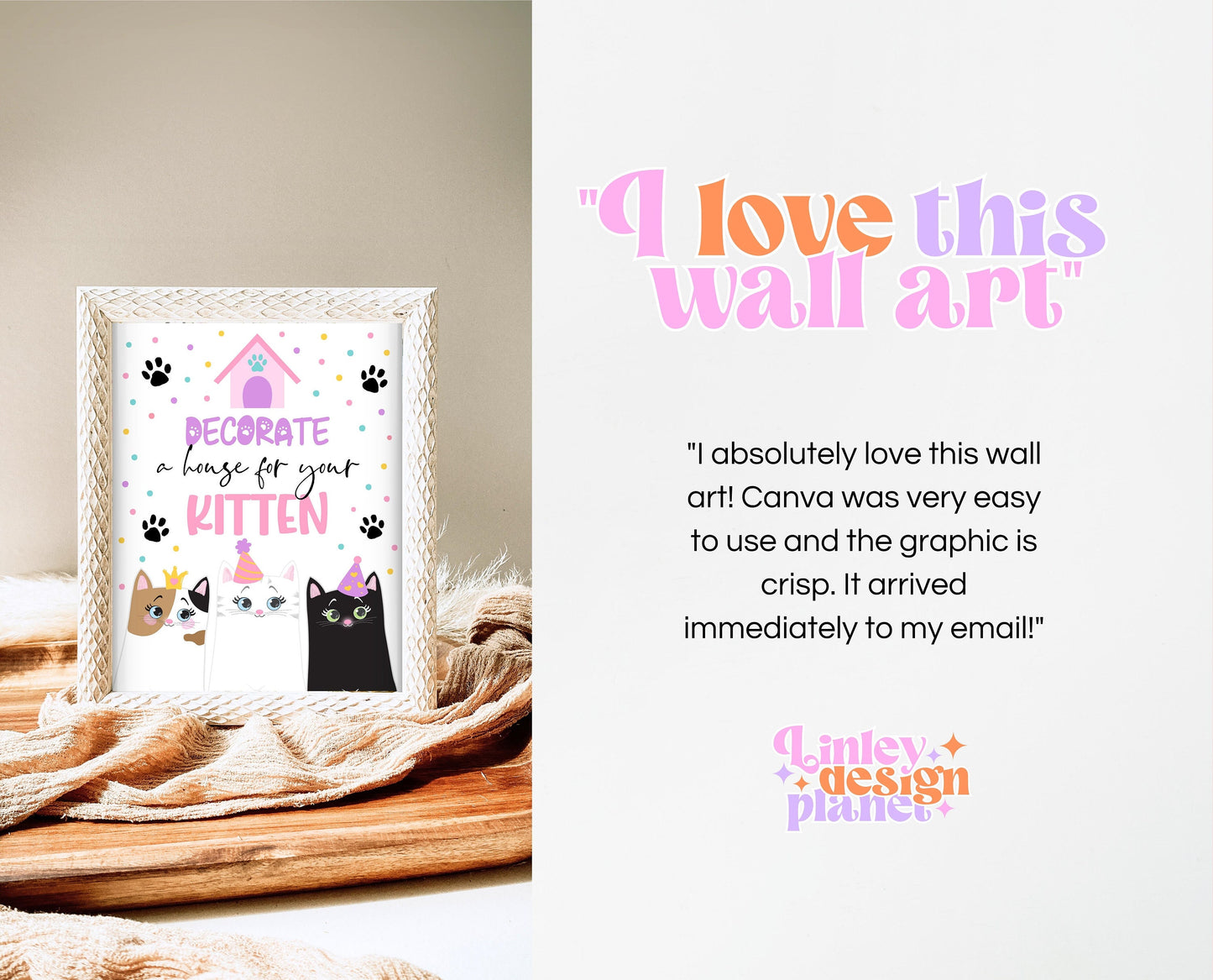 Decorate A House Sign Kitten Birthday, Cat Birthday Signs, Kitten Birthday Activity, Birthday Kitten Sign, Printable Cat Party Sign, KGBP01