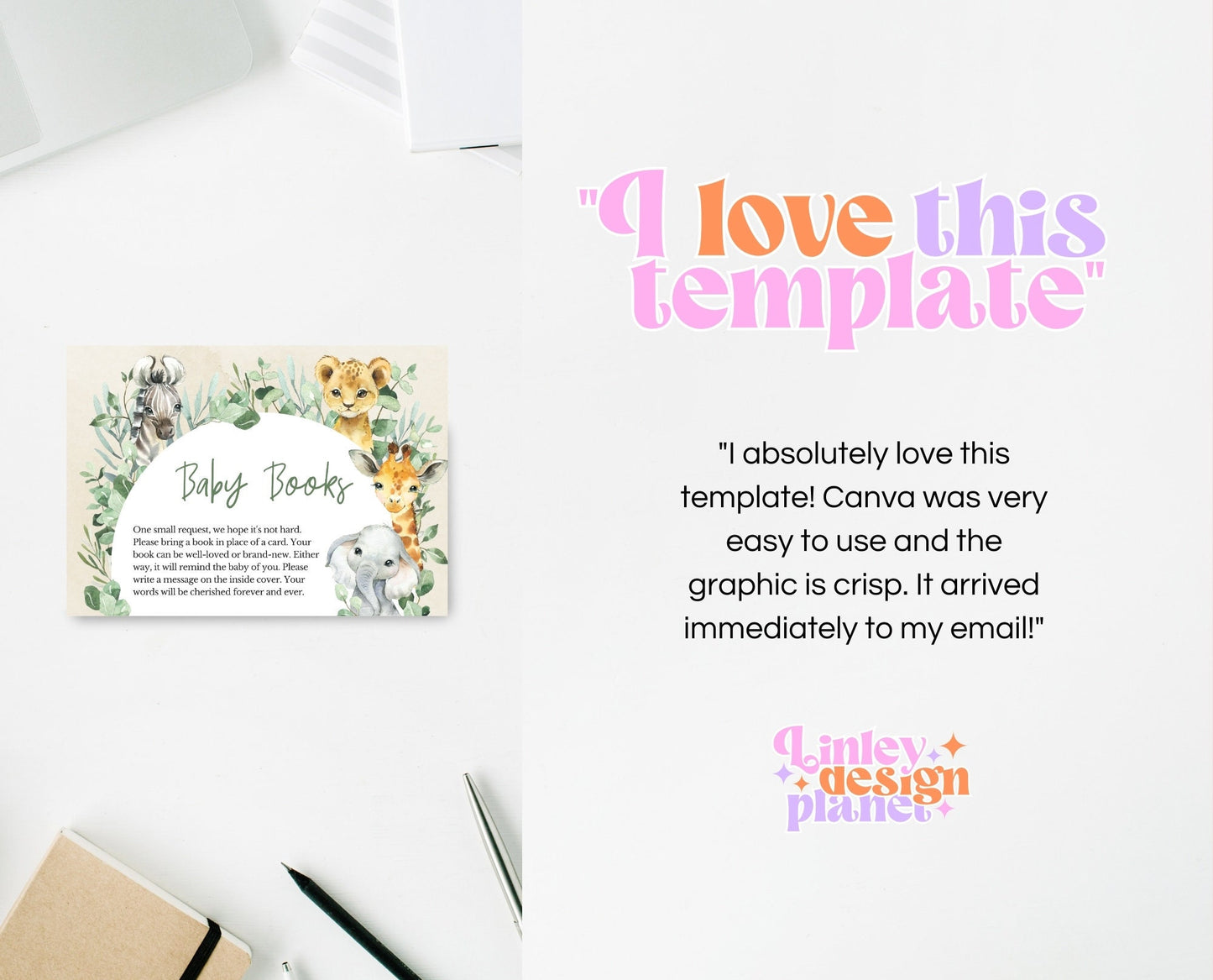 Baby Books Card A Little Wild One Safari Baby Shower, Safari Jungle Baby Shower, Greenery Safari, Animals Baby Shower, Book Insert, SGBS01