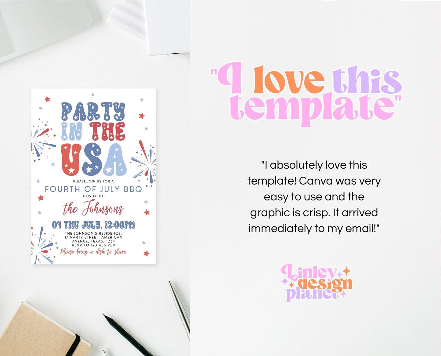 Editable 4th Of July BBQ Invitation, Independence Day BBQ Invite, Barbeque Invitation, July 4th BBQ Invite, July Fourth Invite, Printable
