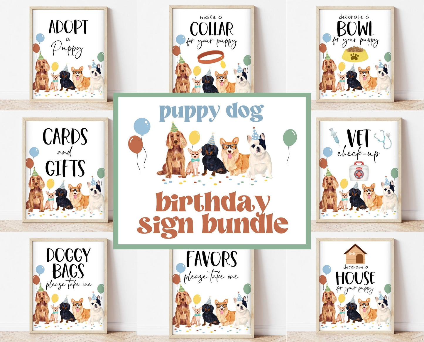 Editable Boy Dog Birthday Sign Bundle, Puppy Birthday Custom Signs, Printable Puppy Sign Pack, Fully Editable Dog Birthday Signs, BDBP01