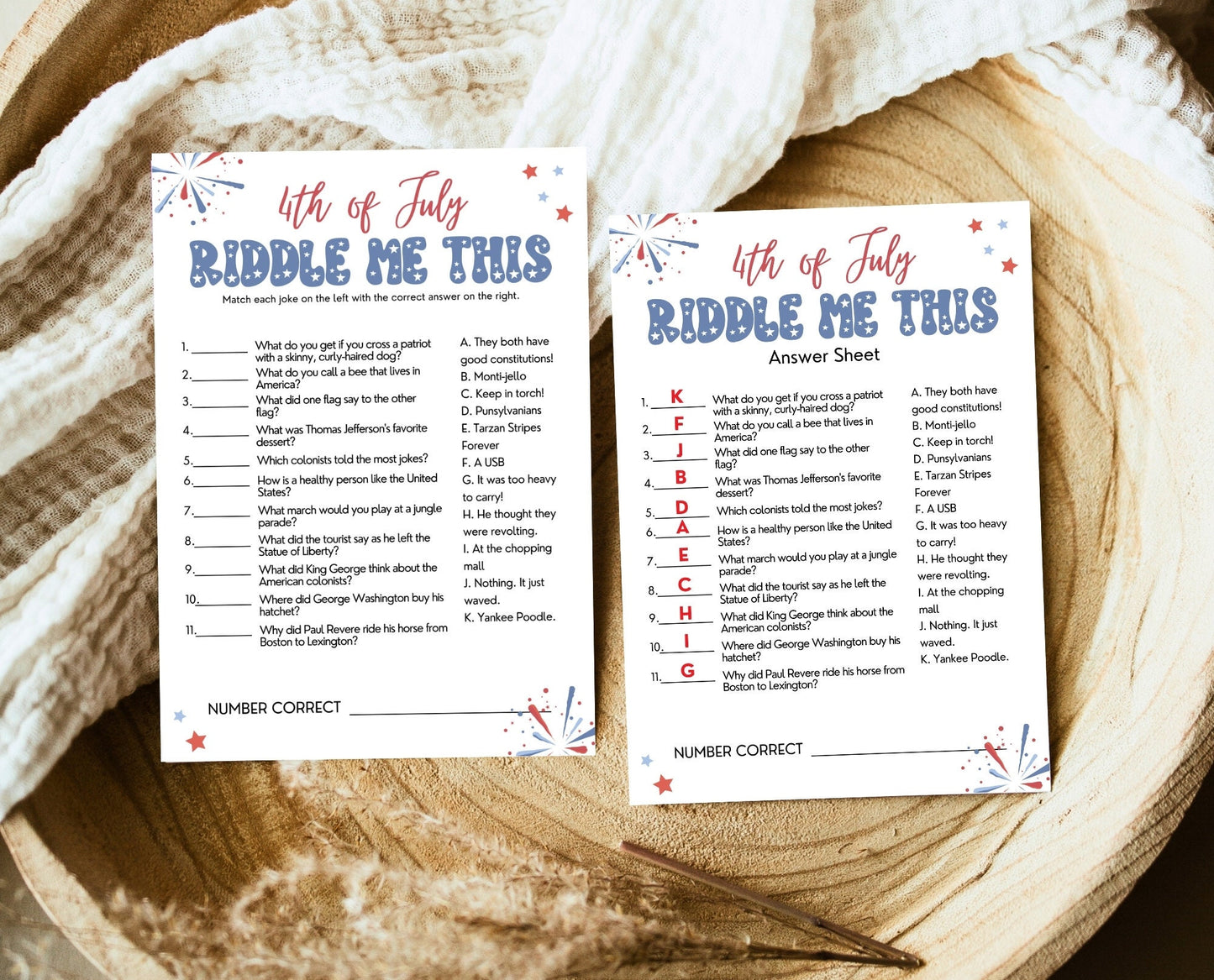 Printable 4th of July Riddle Me This Game, July 4th Games, Independence Day Games, Patriotic Games, 4th of July Party Games