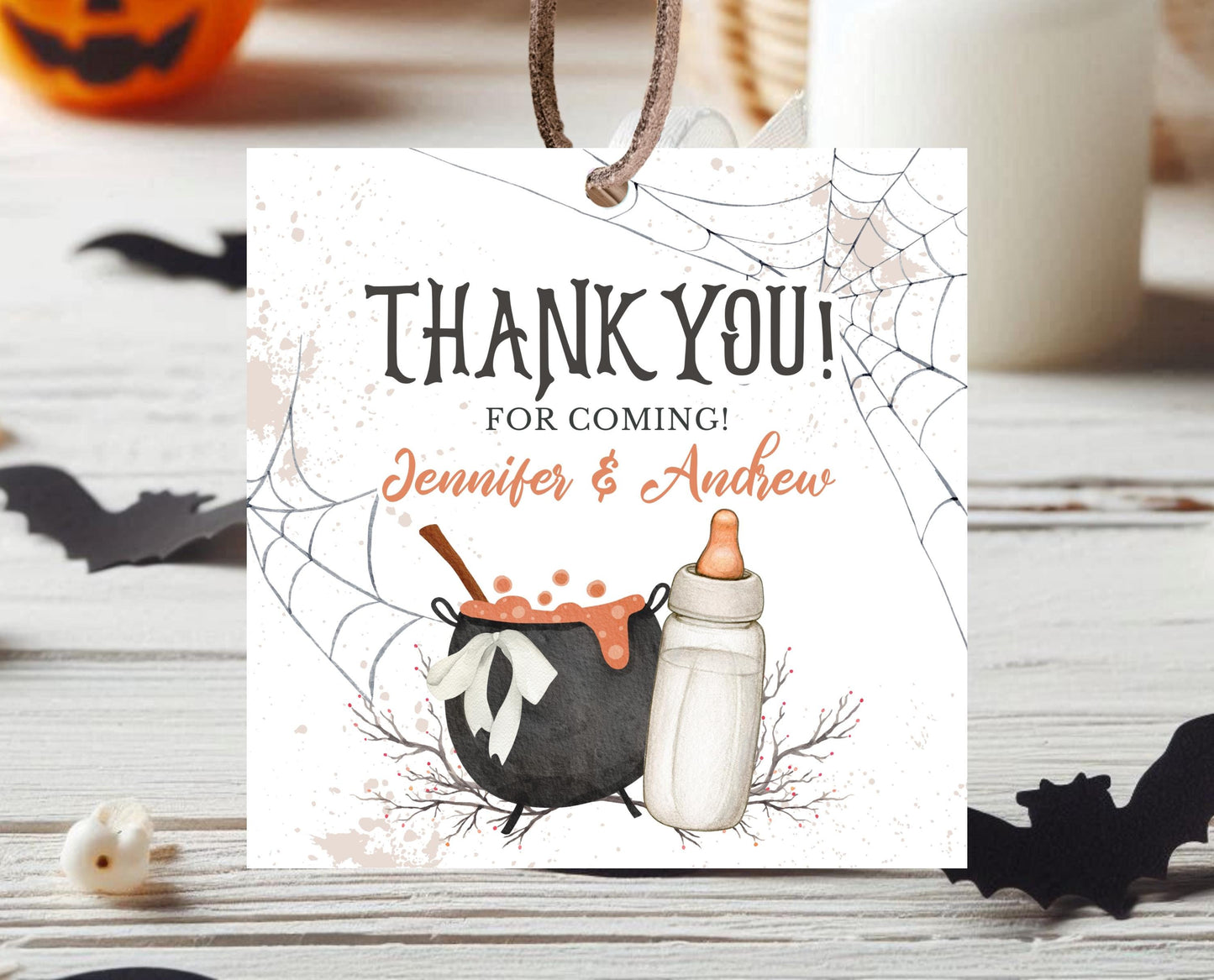 Editable Halloween Thank You Tag, Halloween Baby Shower Favor Tag, A Baby Is Brewing Halloween Baby Shower Tag, Instant Download, HBSC01